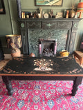 Vintage Painted Coffee Table with Folk Art Design