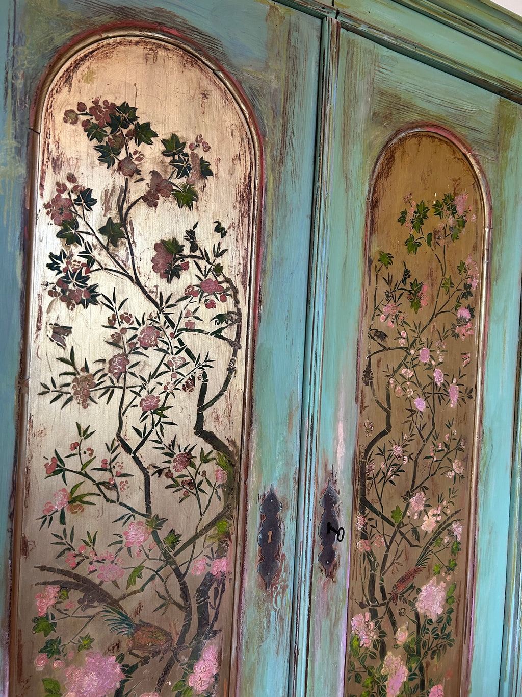 Vintage Armoire with Chinoiserie Panels