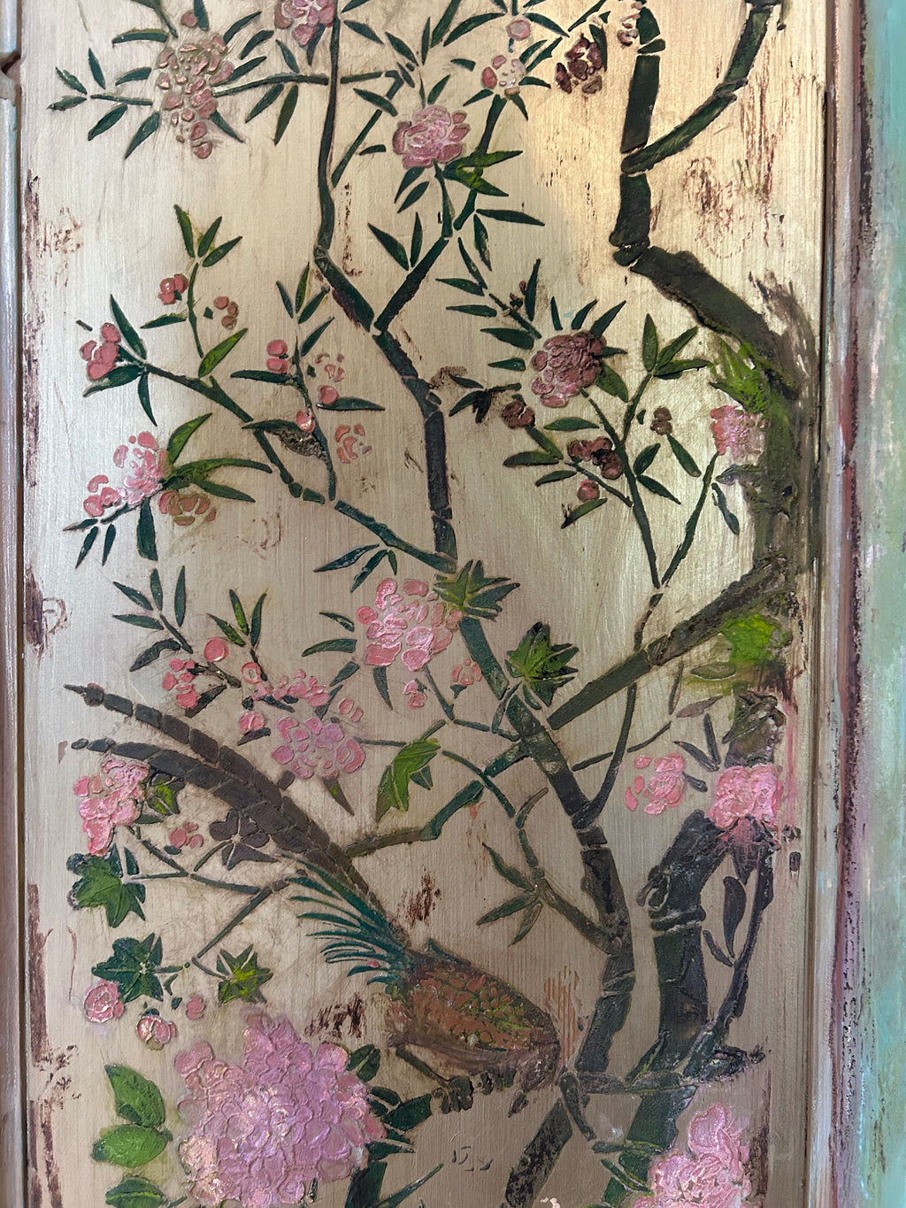 Vintage Armoire with Chinoiserie Panels