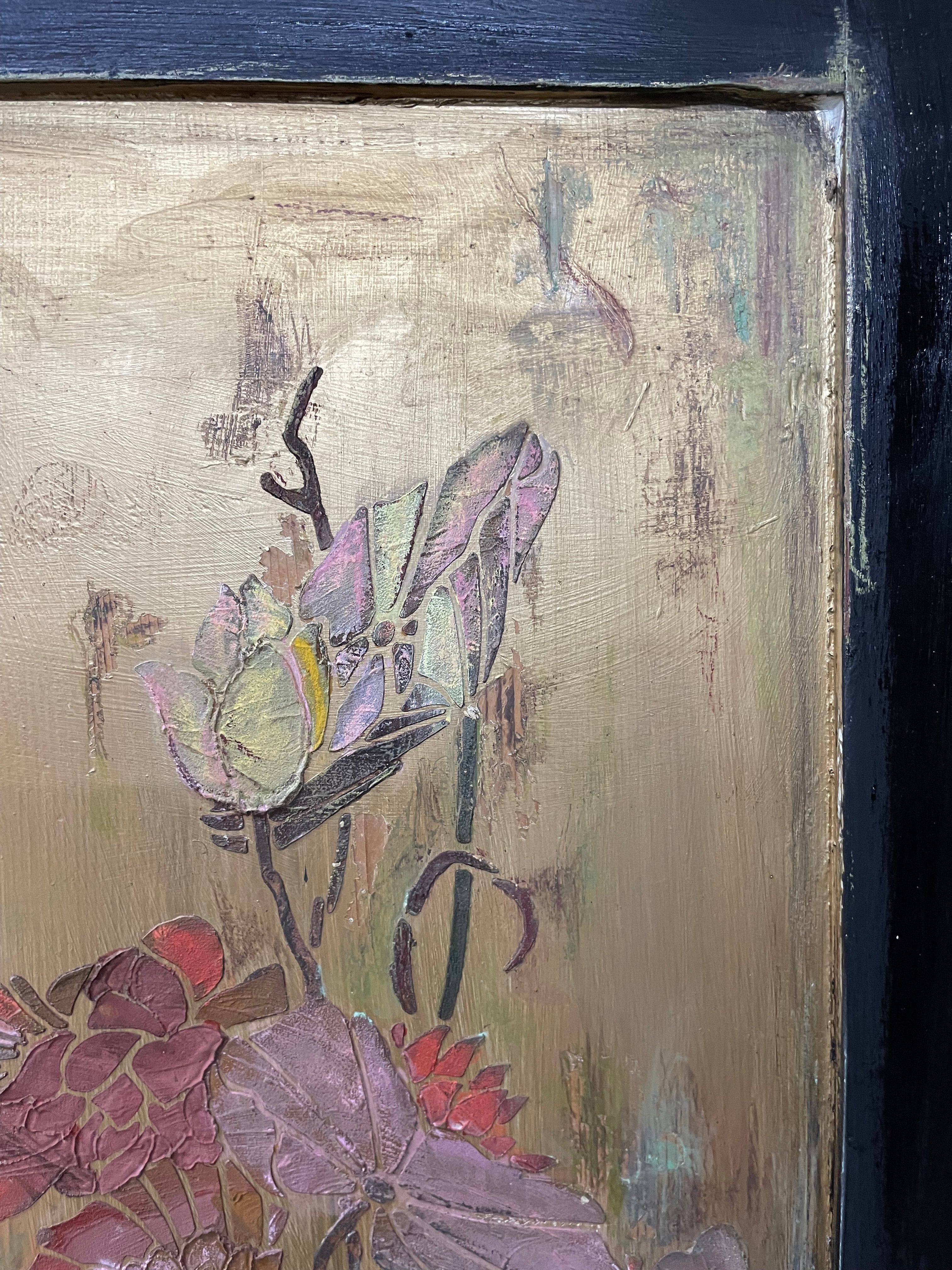 Vintage Painted Pine Knockdown Wardrobe with Inlaid Design