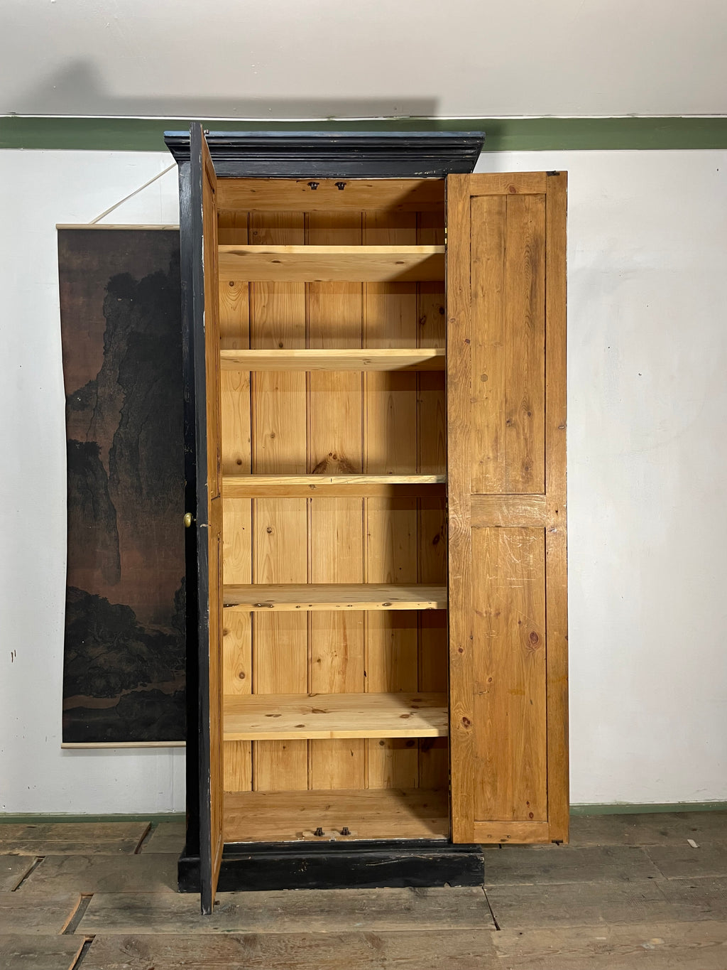 Vintage Painted Pine Folk Art Cupboard