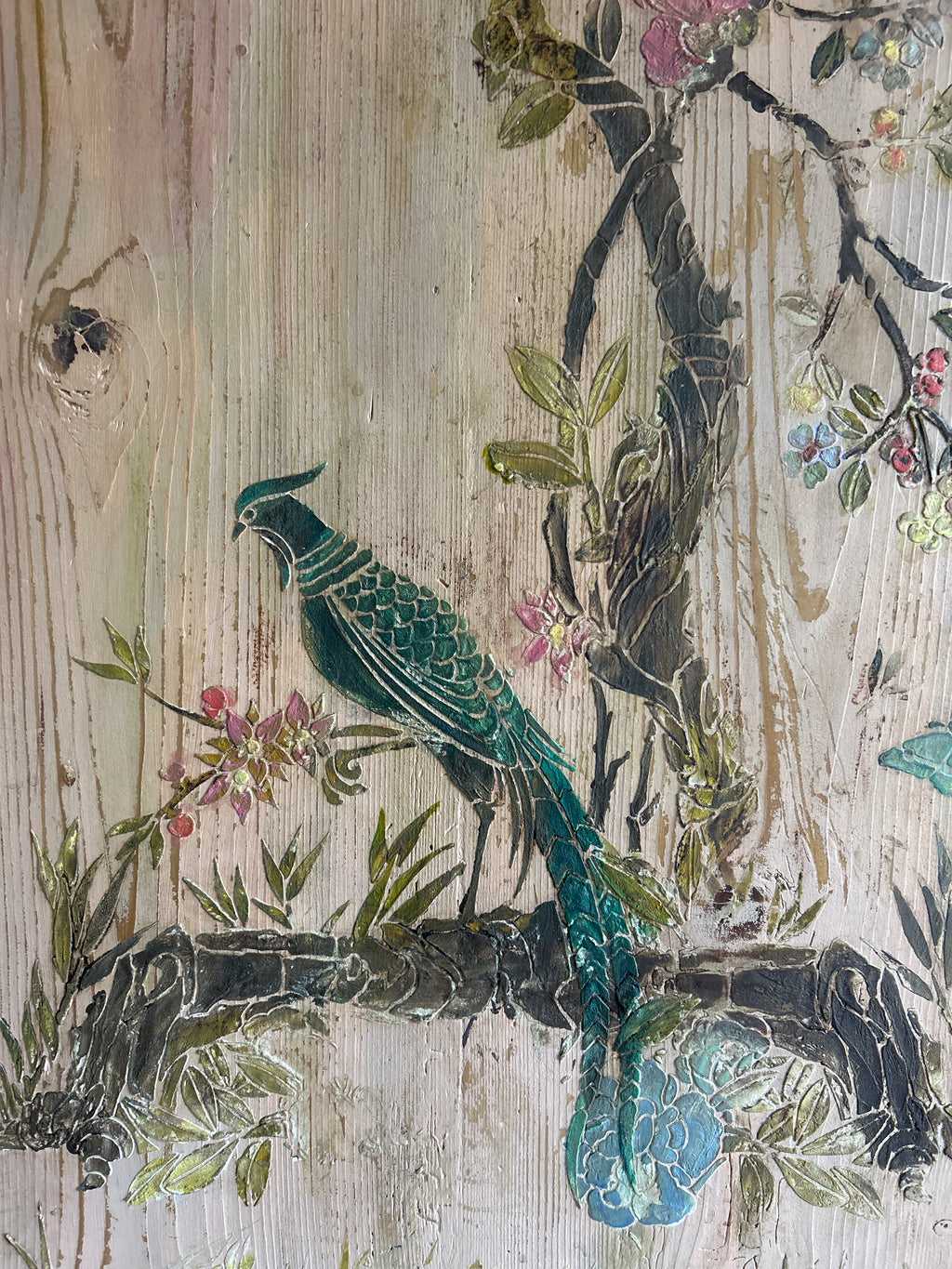 Vintage French Armoire with Chinoiserie Panel