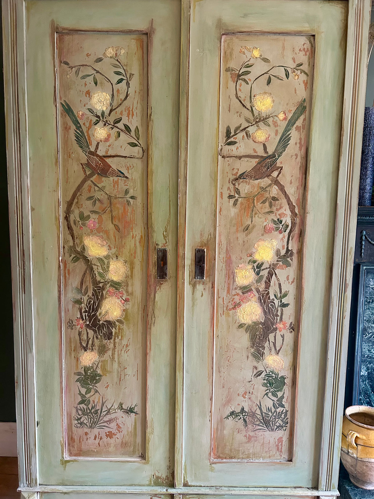 Vintage Painted Wardrobe with Chinoiserie