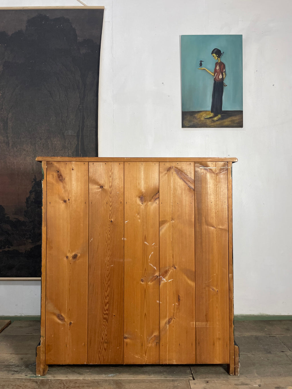 Vintage Painted Pine Folk Art Chest of Drawers