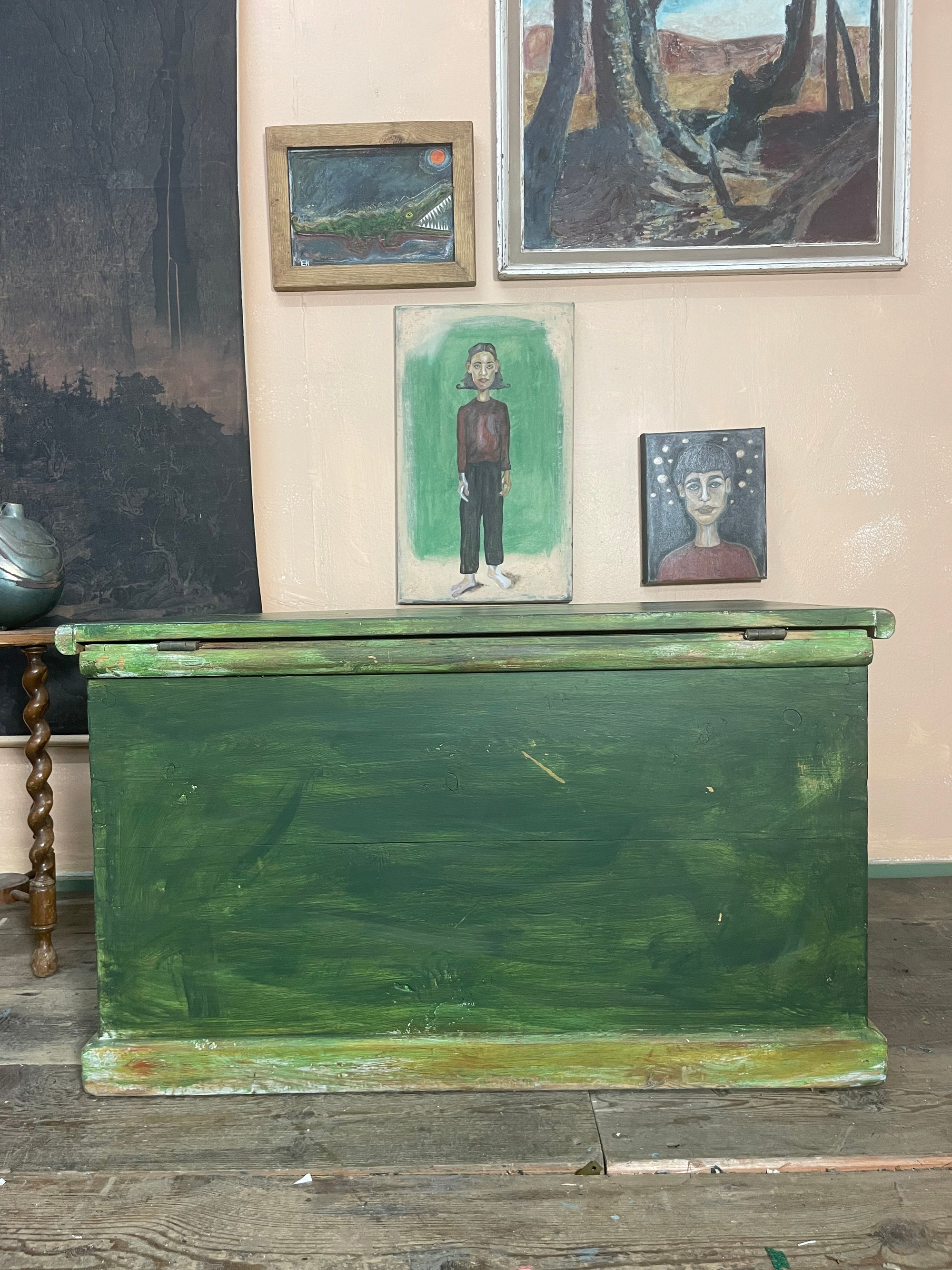 Vintage Folk Art Blanket Box