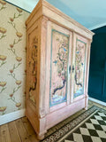 Vintage Painted French Wardrobe with Chinoiserie Panels