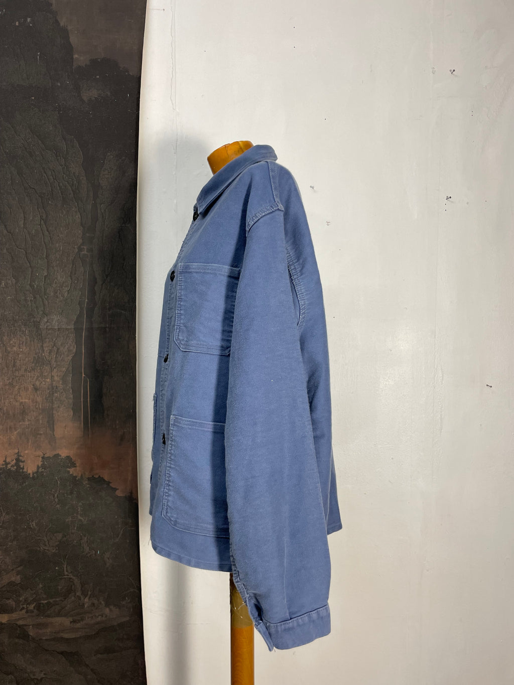 Vintage French 1960s Blue Moleskin Chore Jacket