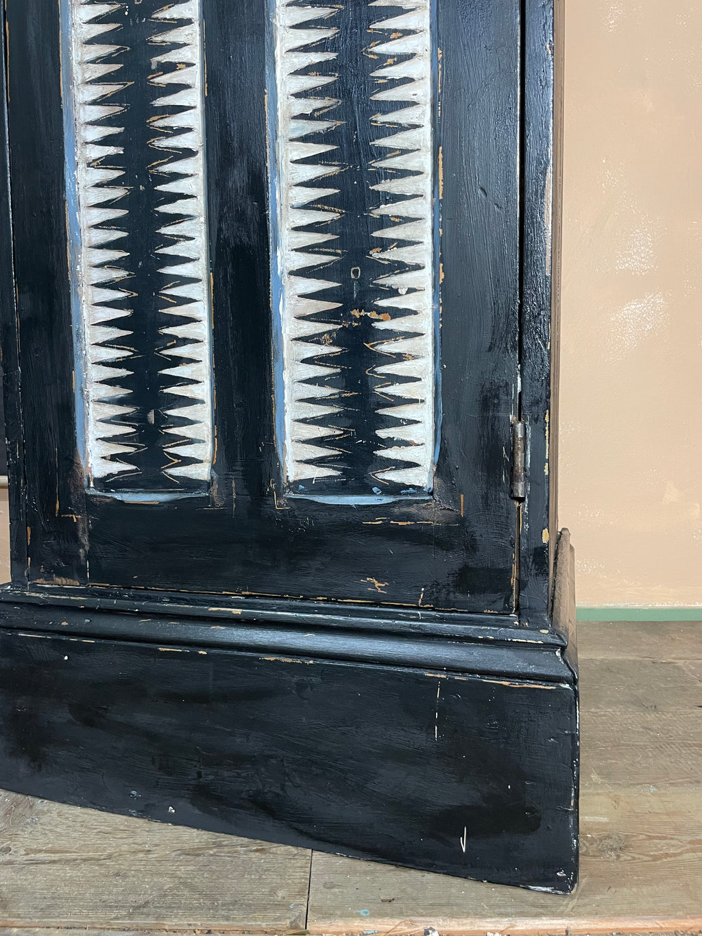 Antique Painted Pine Folk Art Cupboard