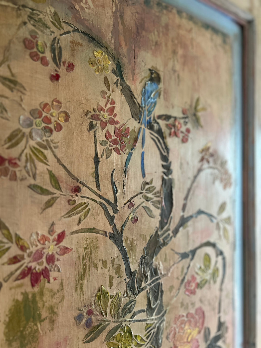 Vintage Painted Pune Armoire with Chinoiserie