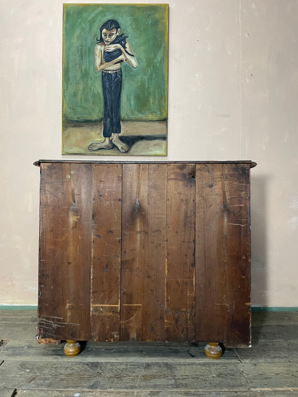 Vintage Painted Pine Folk Art Chest of Drawers