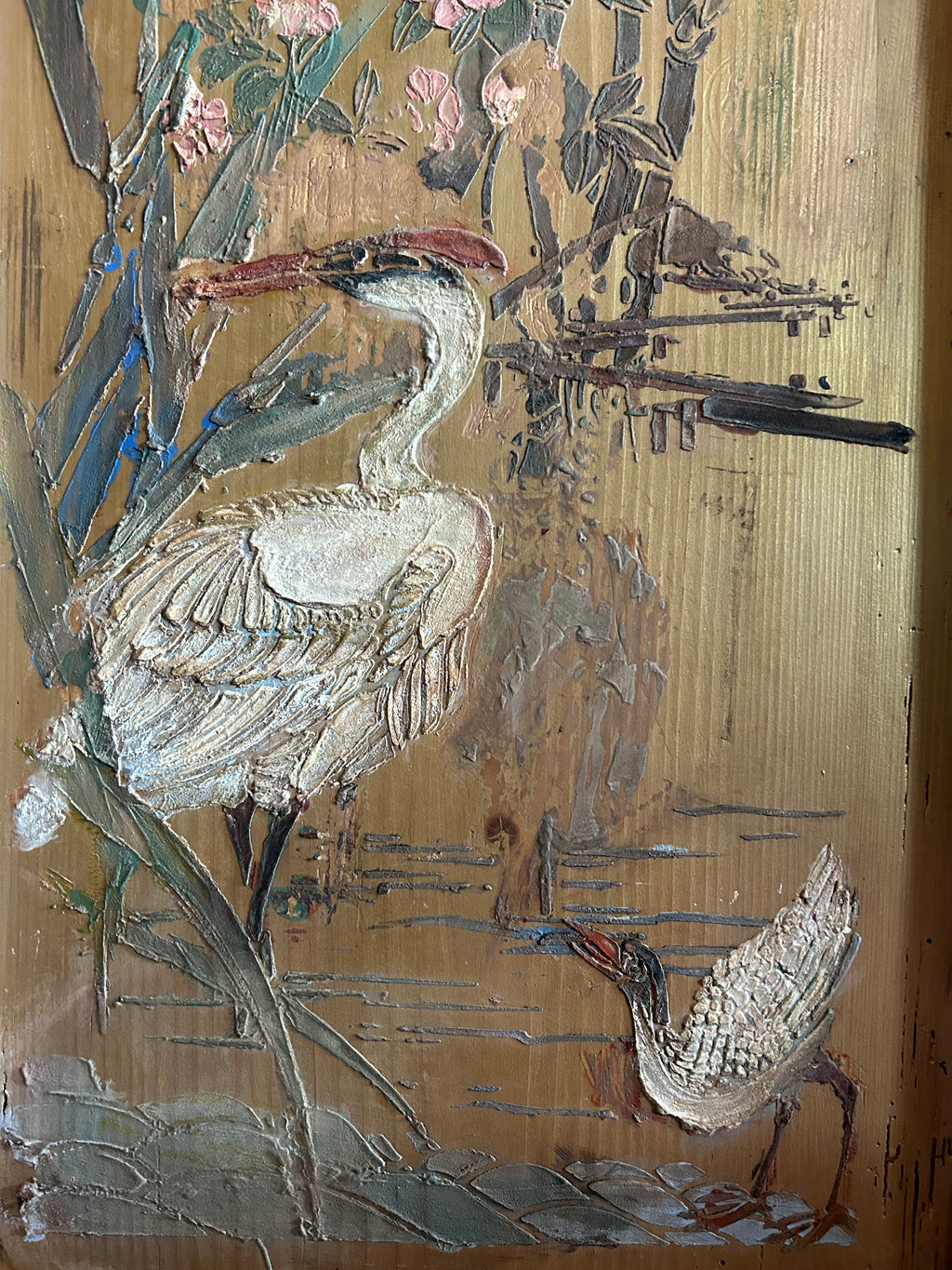 Antique Painted Wardrobe with Chinoiserie Panels