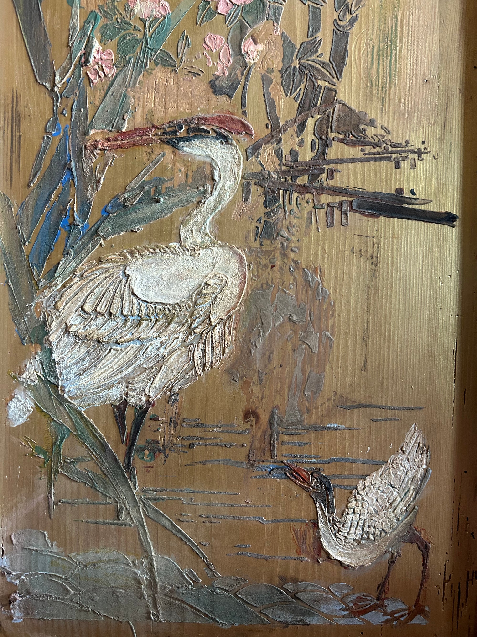 Antique Painted Wardrobe with Chinoiserie Panels