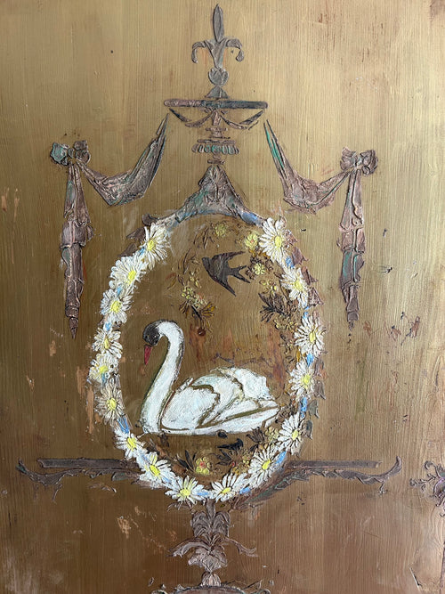 Painted Pine Armoire with Swan ( Reserved,Commission Piece)