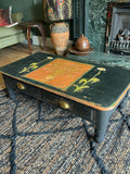 Vintage Folk Art Painted Coffee Table