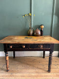 Vintage Pine console Table with Folk Art Sean Design