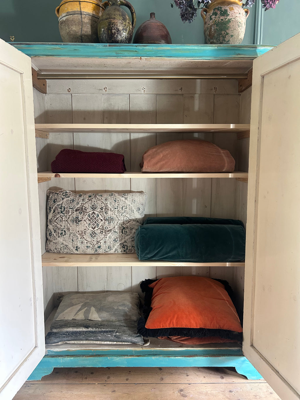 Vintage French Linen Press/Wardrobe with Chinoiserie