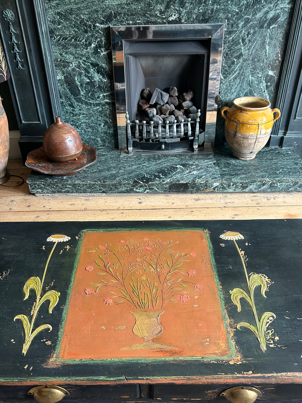 Vintage Folk Art Painted Coffee Table