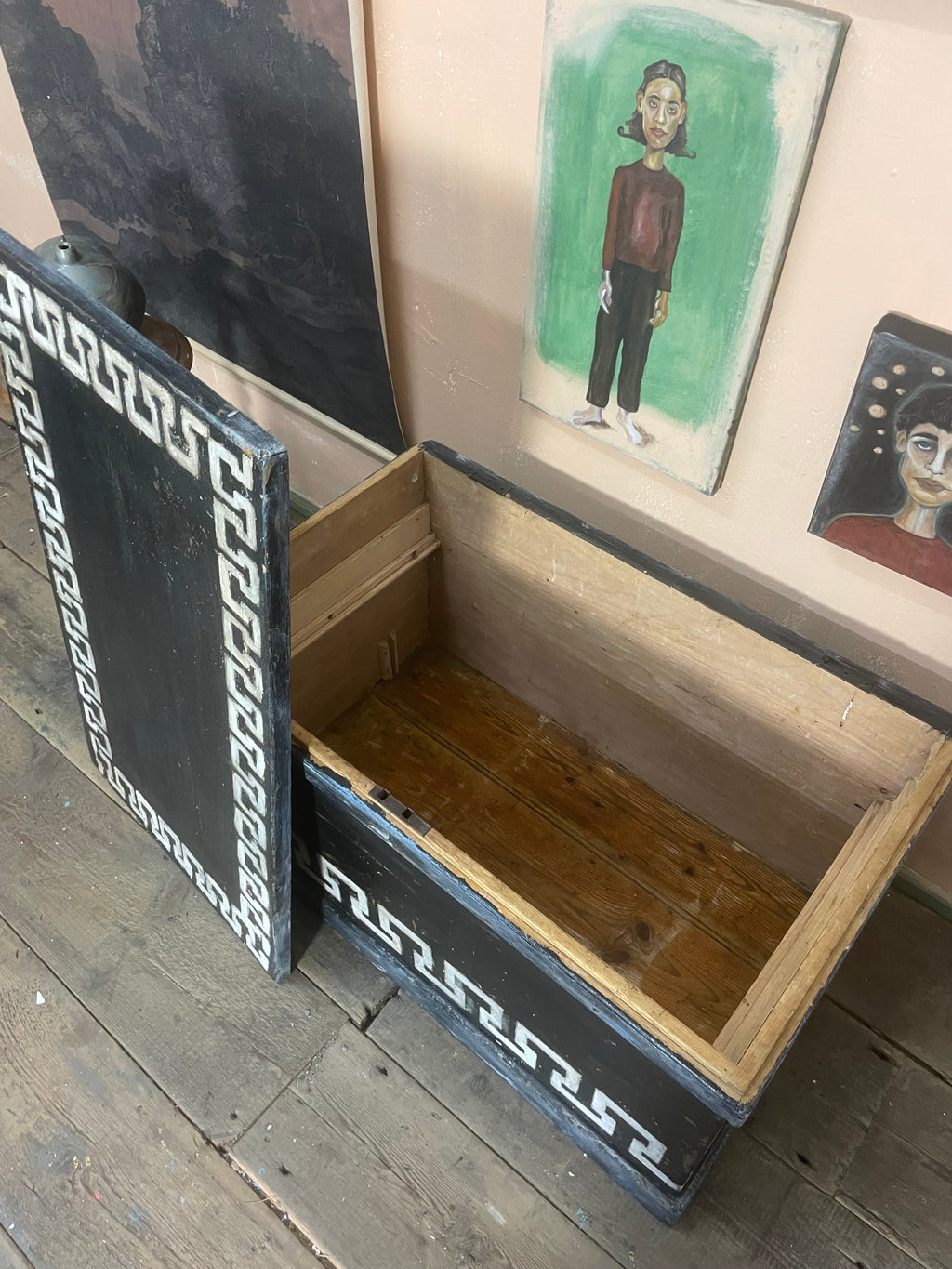 Vintage Folk Art Blanket Box