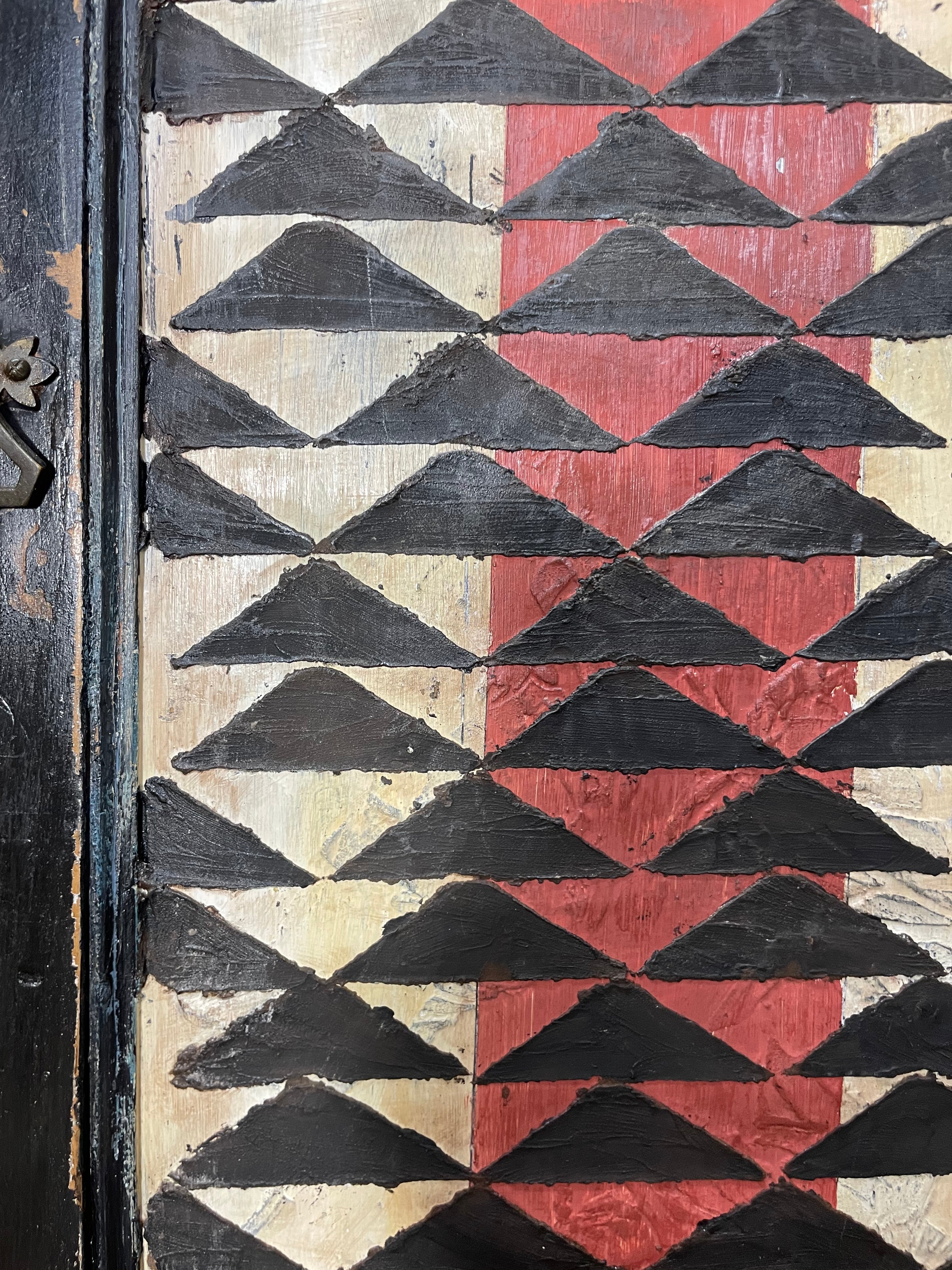 Vintage Painted Pine Folk Art Cupboard
