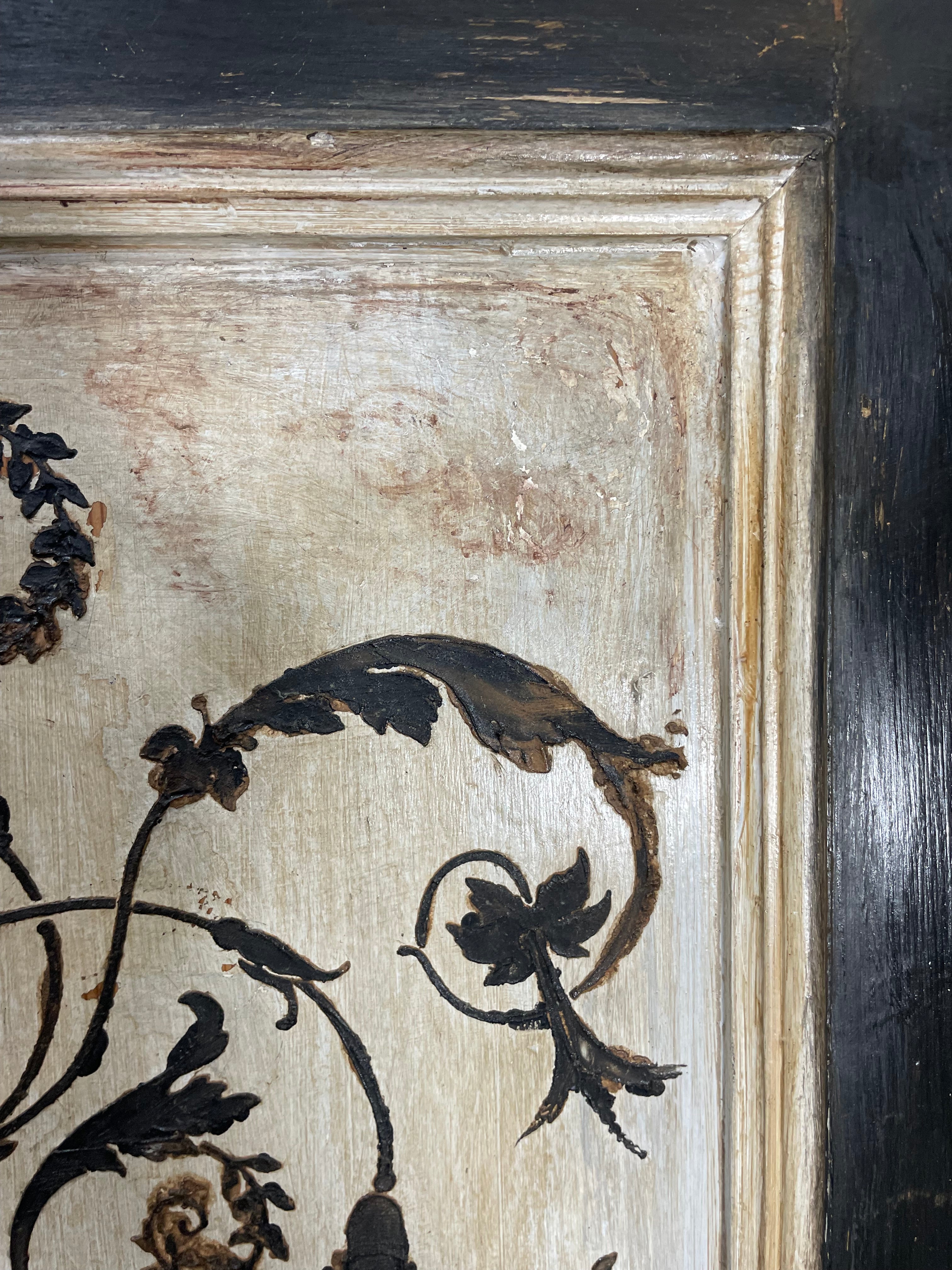 Vintage Painted Pine Wardrobe with Versailles Panel