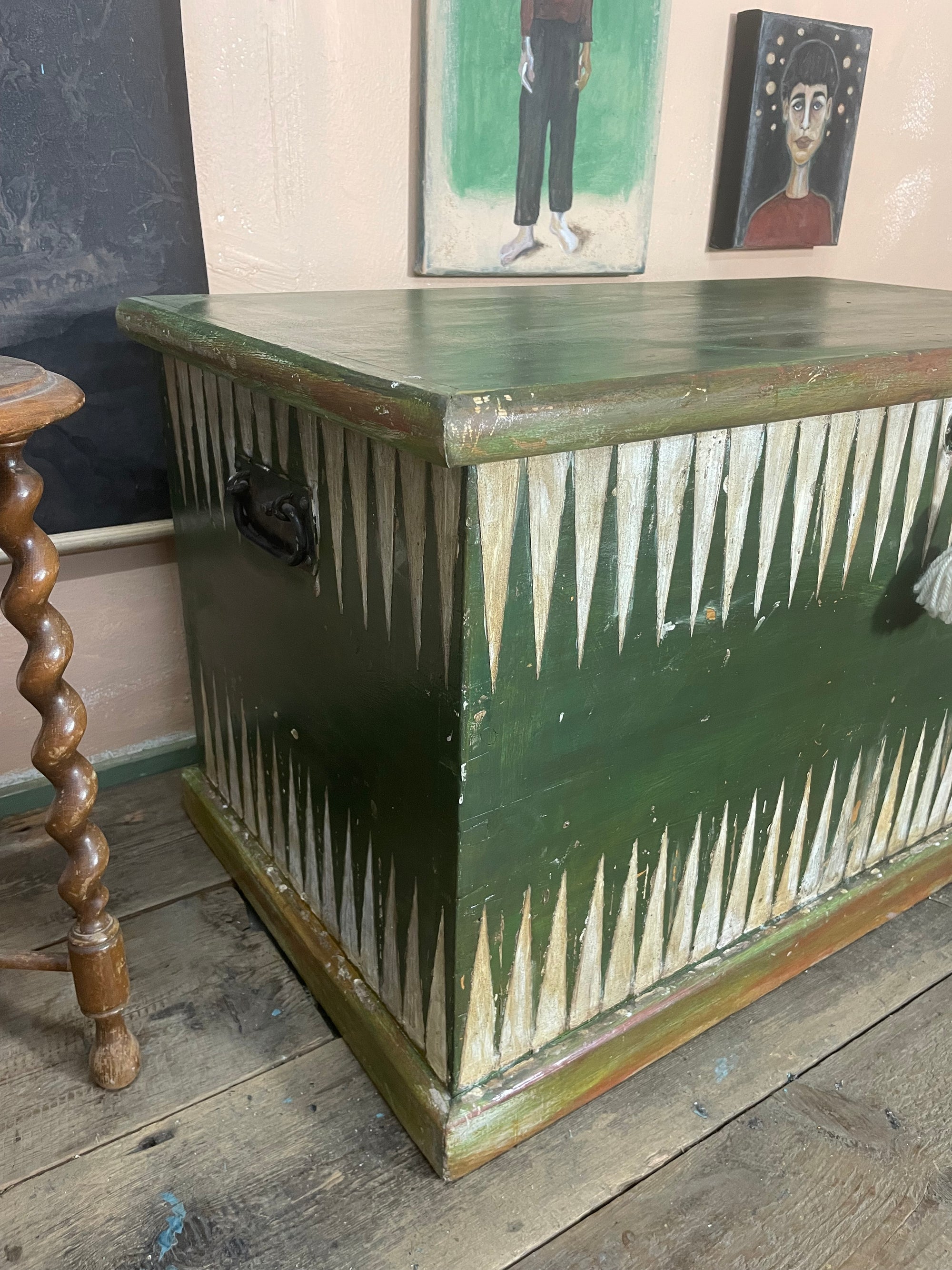 Vintage Folk Art Blanket Box