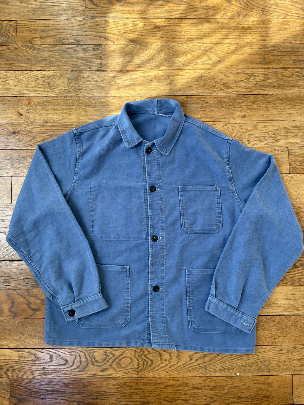 Vintage French 1960s Blue Moleskin Chore Jacket