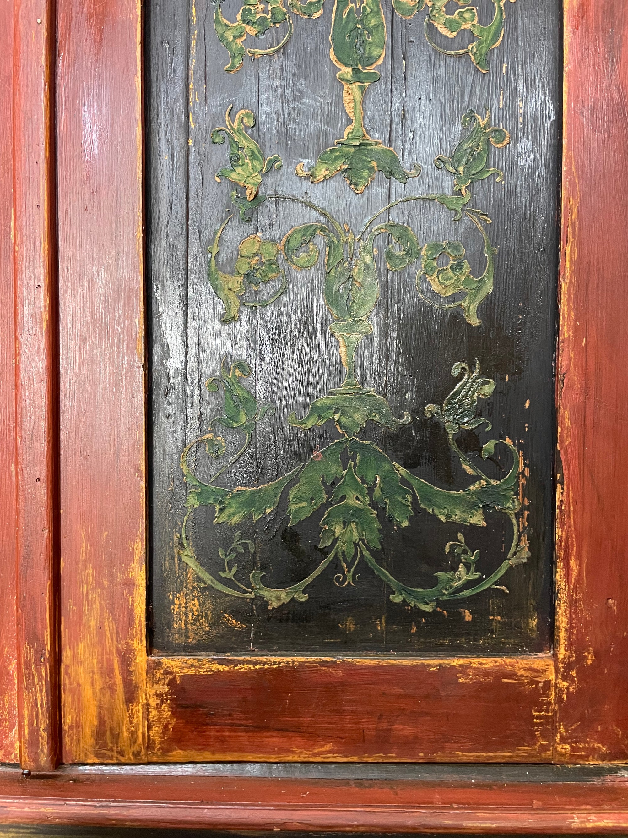 Vintage Painted Pine Wardrobe with Boiserie Panels