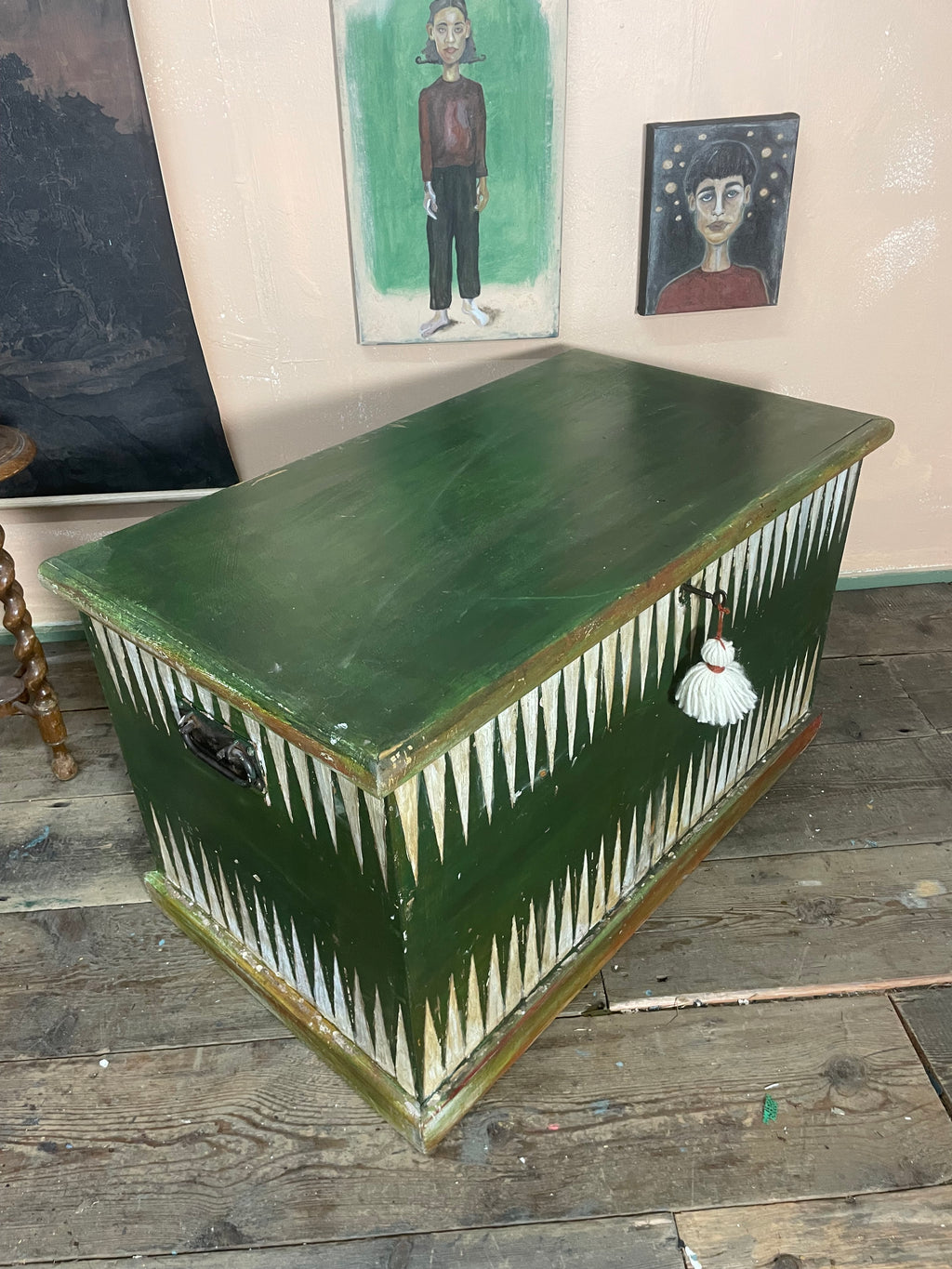 Vintage Folk Art Blanket Box