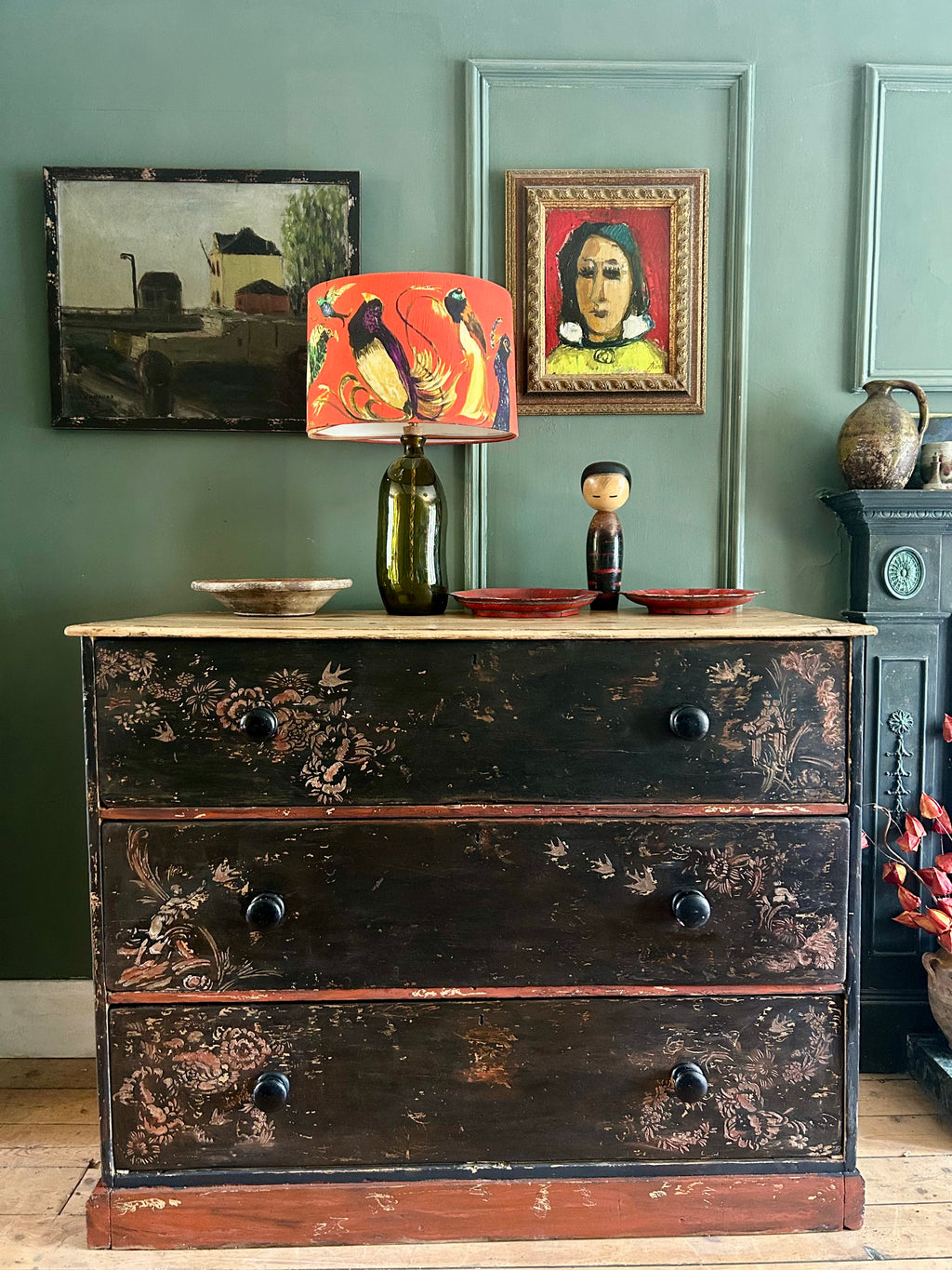 Antique Painted Drawers with Chinoiserie