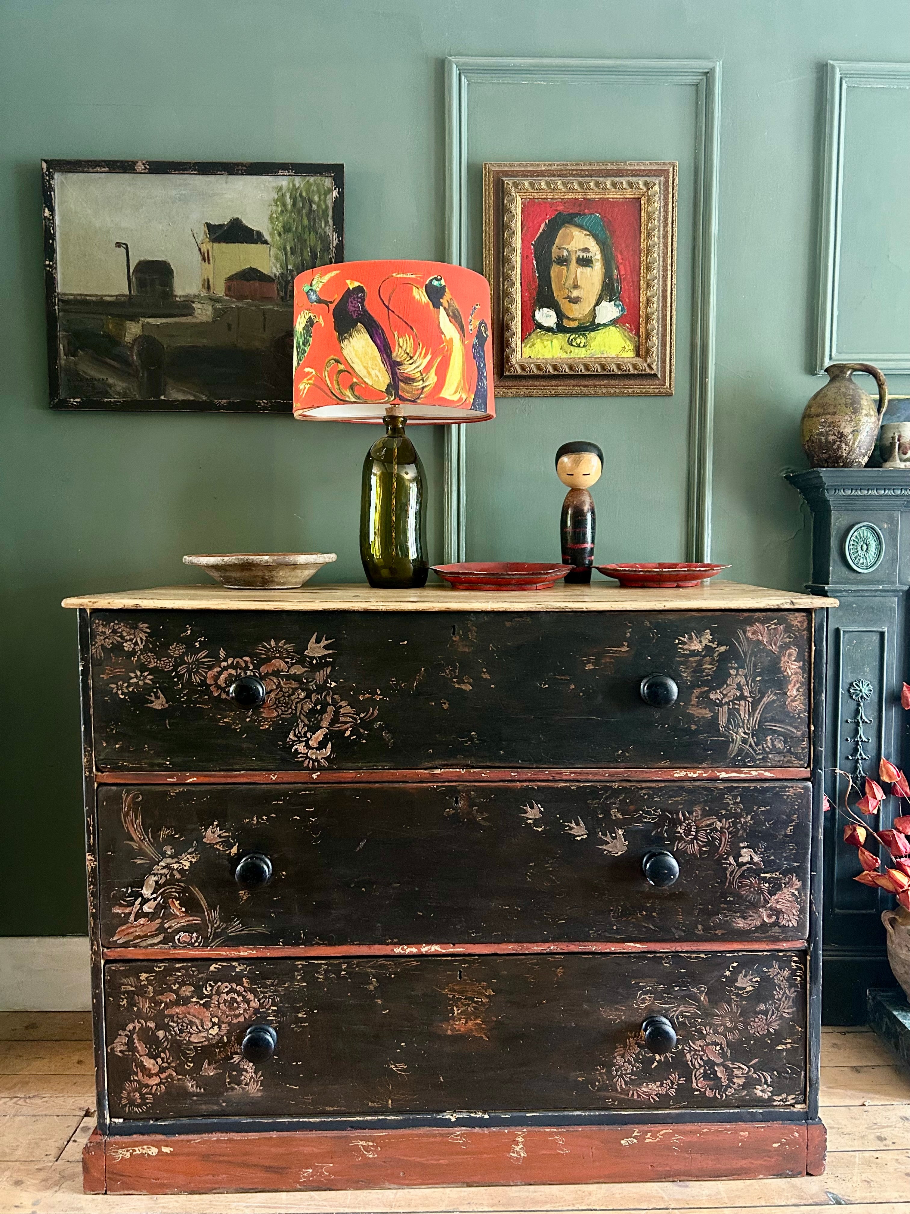 Antique Painted Drawers with Chinoiserie