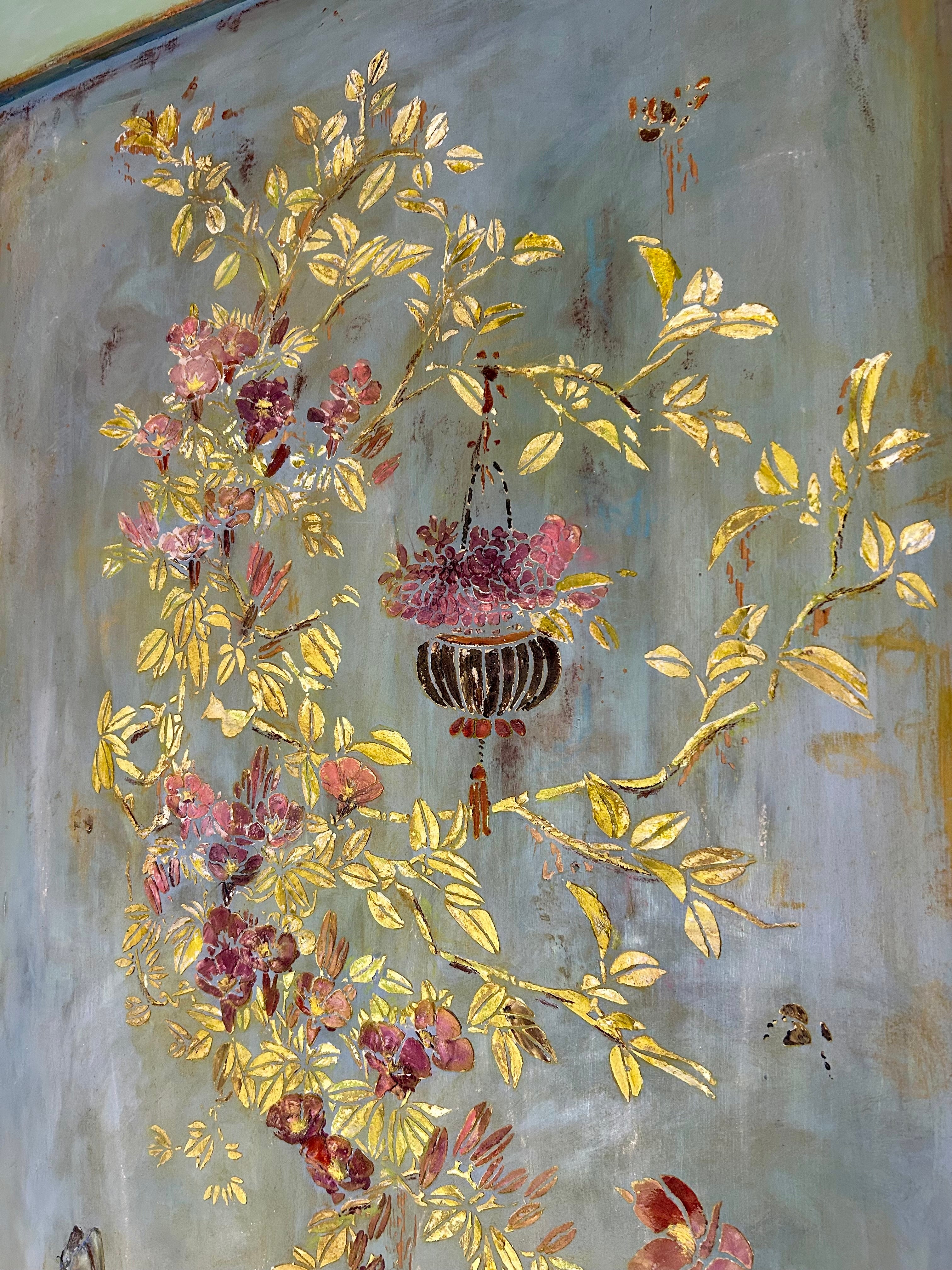 Antique Painted Armoire with Inlaid Chinoiserie