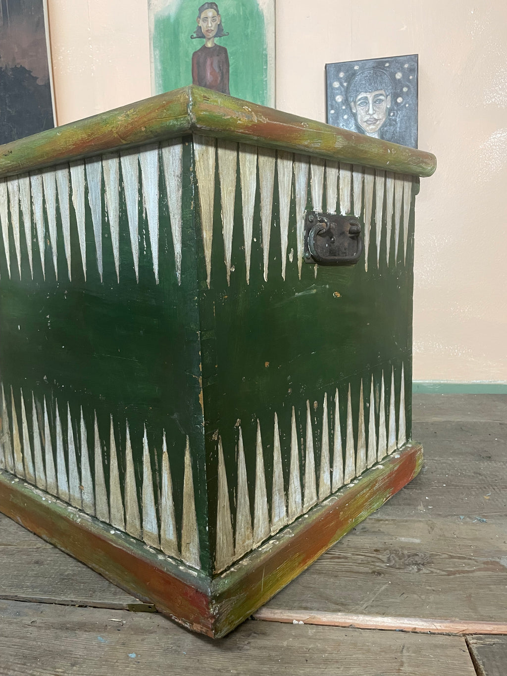 Vintage Folk Art Blanket Box