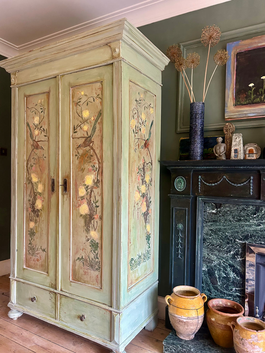 Vintage Painted Wardrobe with Chinoiserie