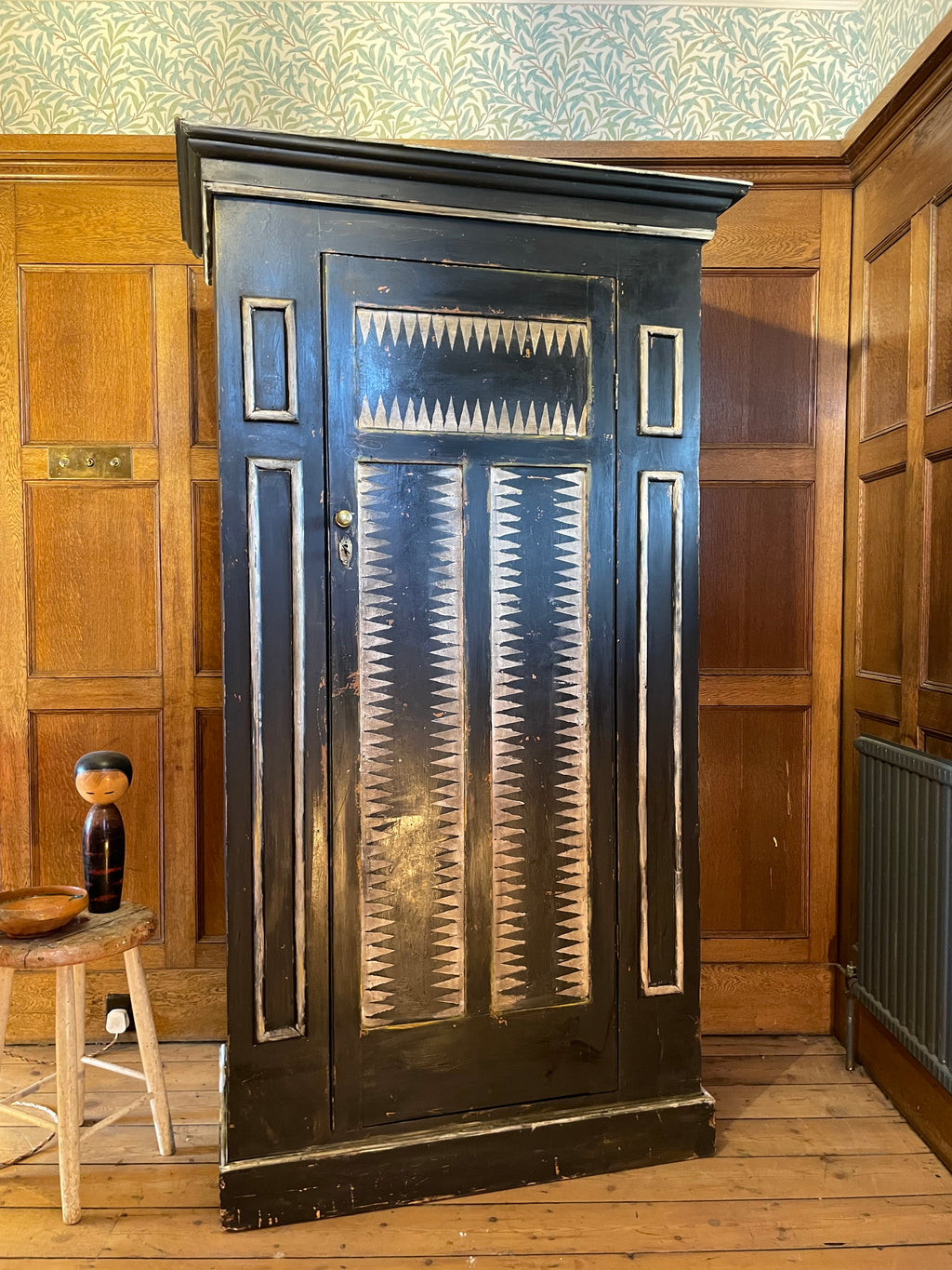 Vintage Folk Art Wardrobe/ Hall Cupboard