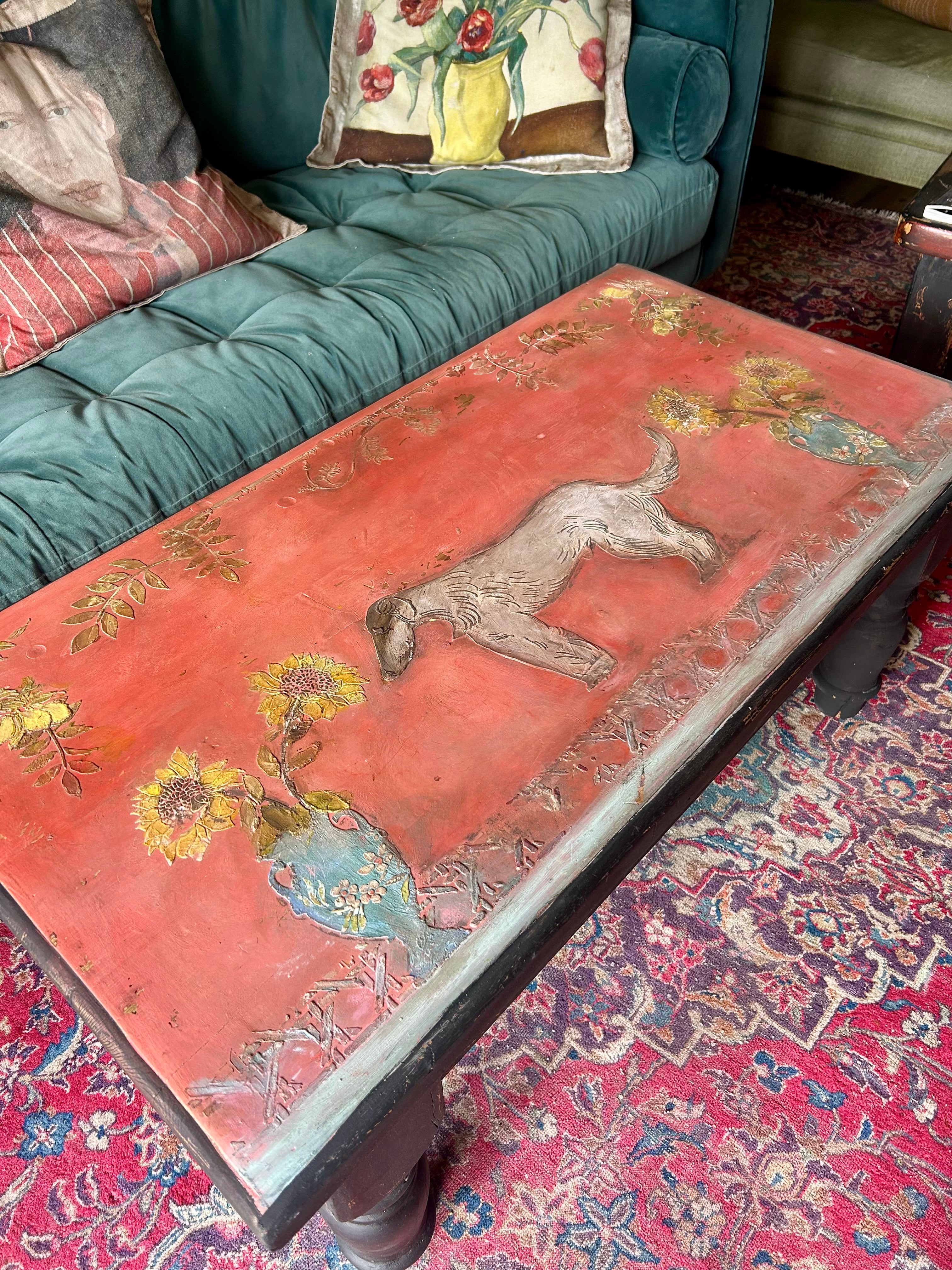 Vintage Painted Bloomsbury Inspired Hound Coffee Table