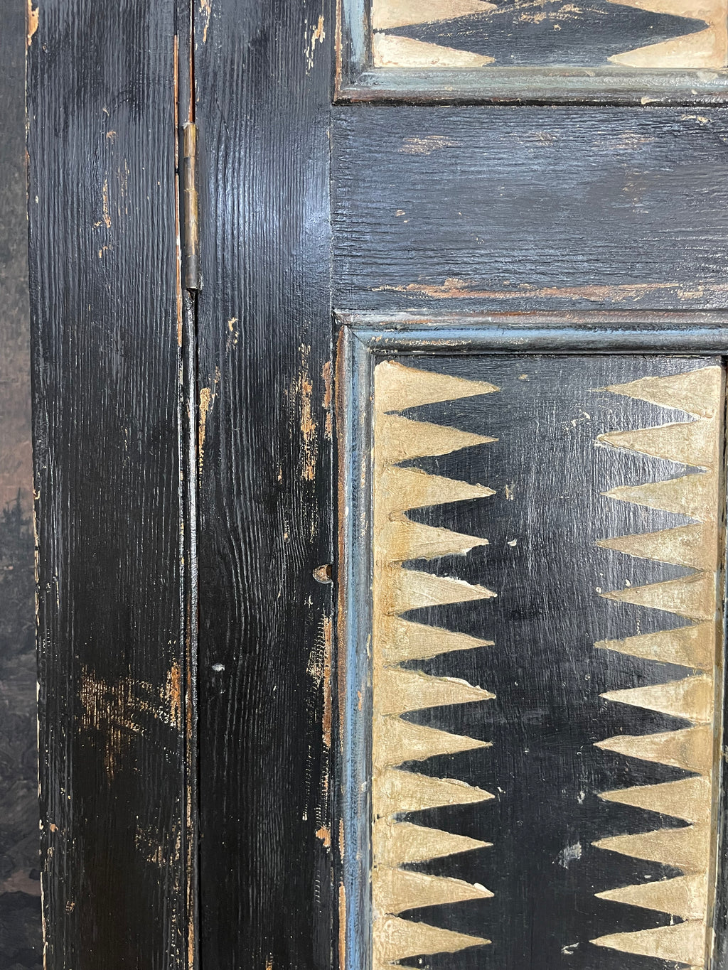 Vintage Painted Pine Folk Art Cupboard