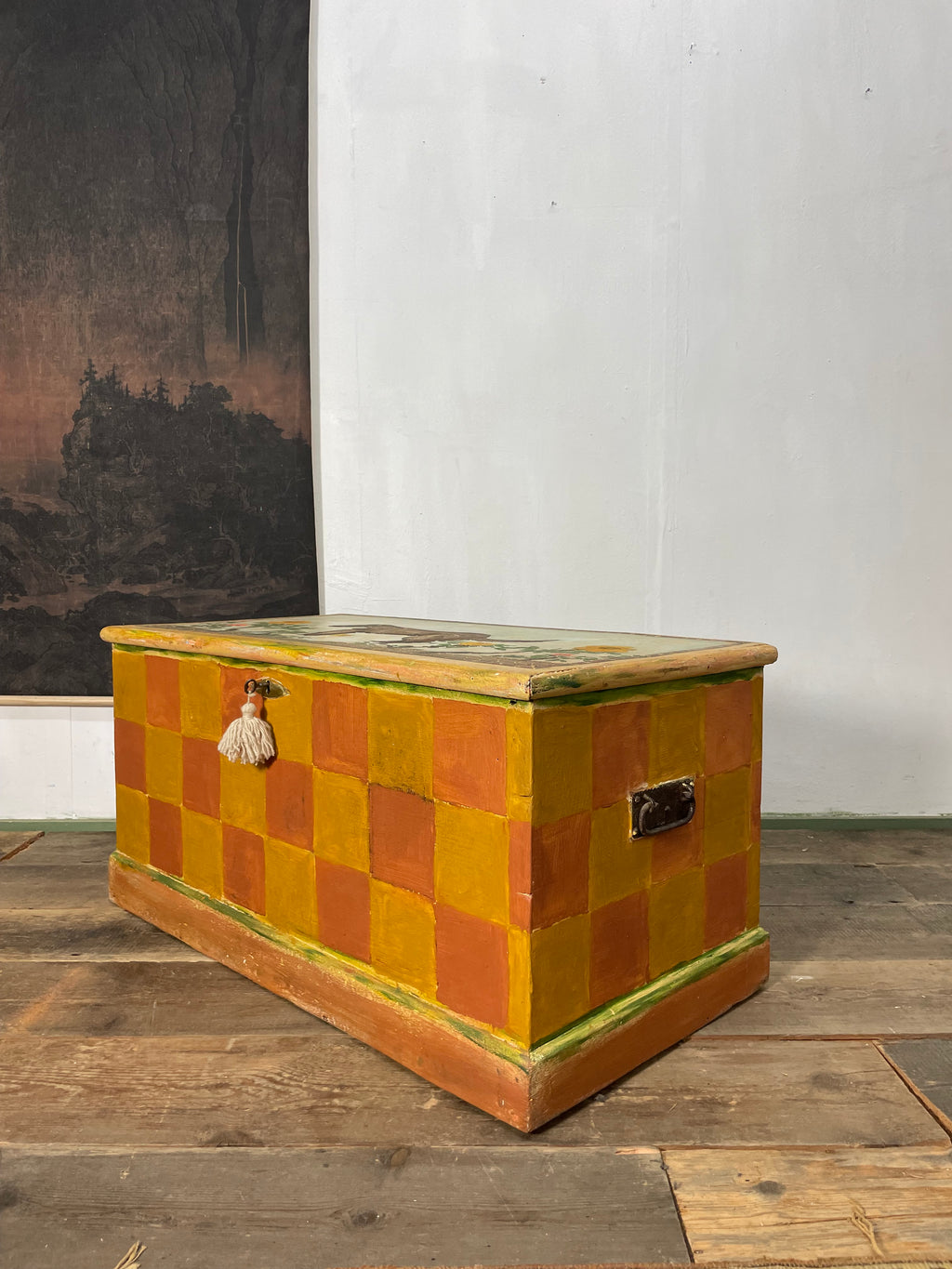 Vintage Folk art Style Blanket Box