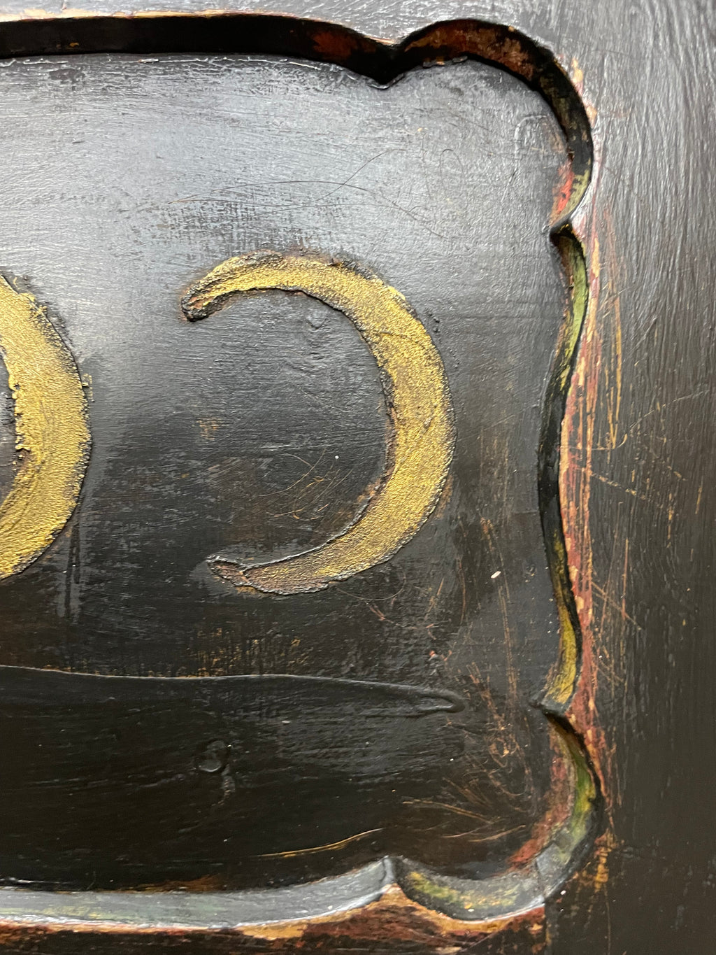 Vintage Painted Pine Folk Art Celestial Wardrobe