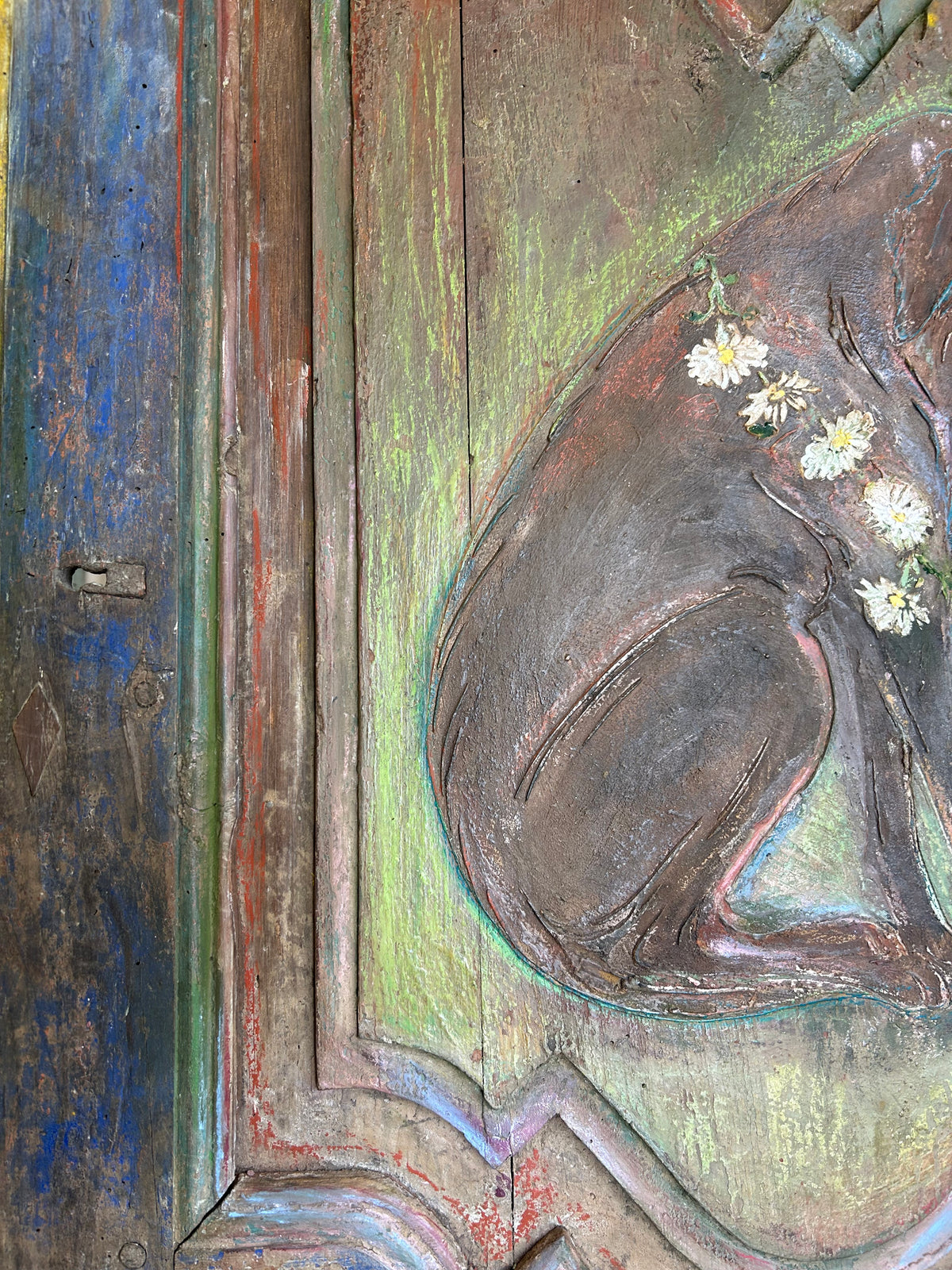 Reclaimed Door Wallhanging with Hound