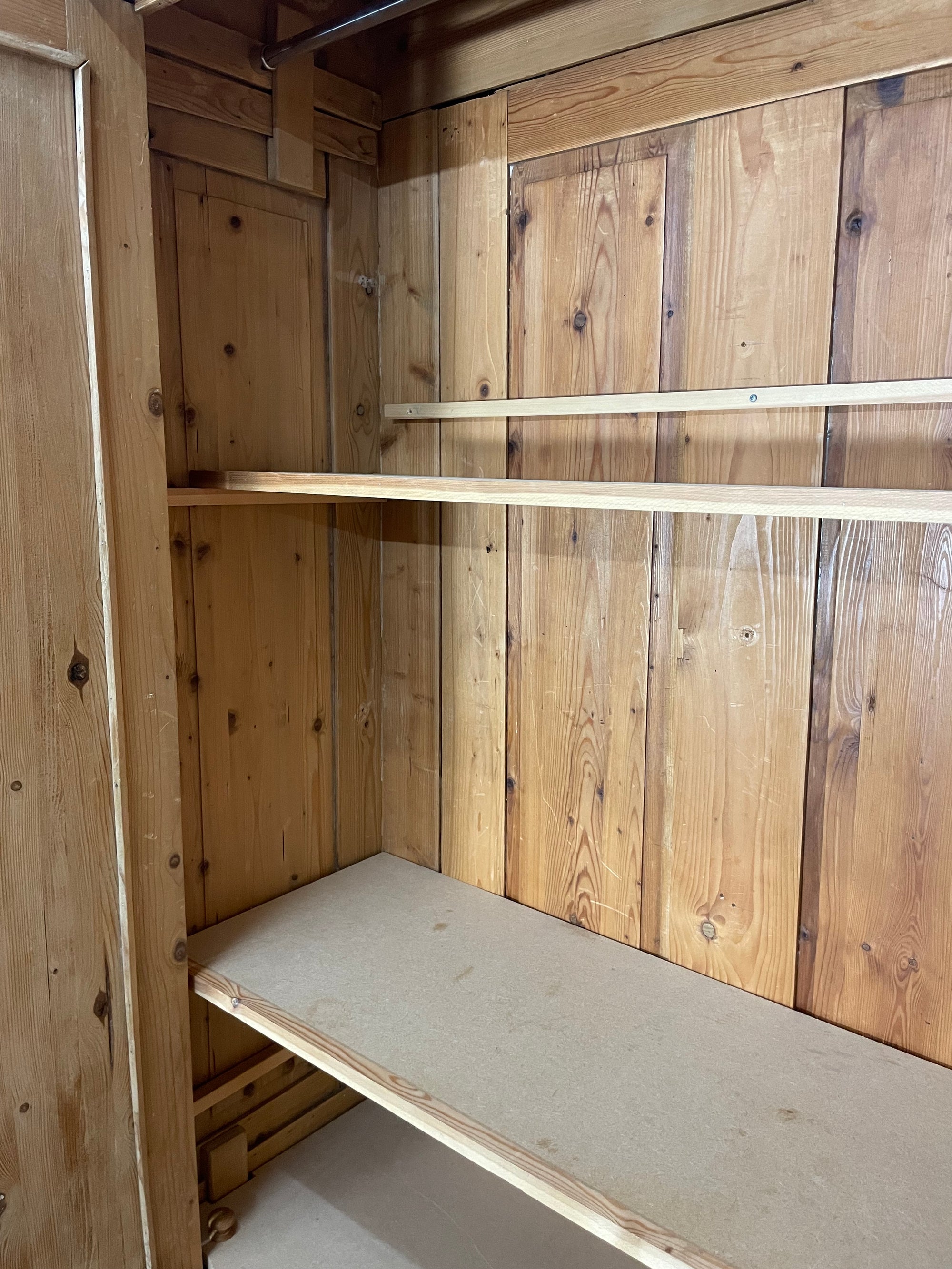 Vintage Painted Pine Wardrobe with Boiserie Panels