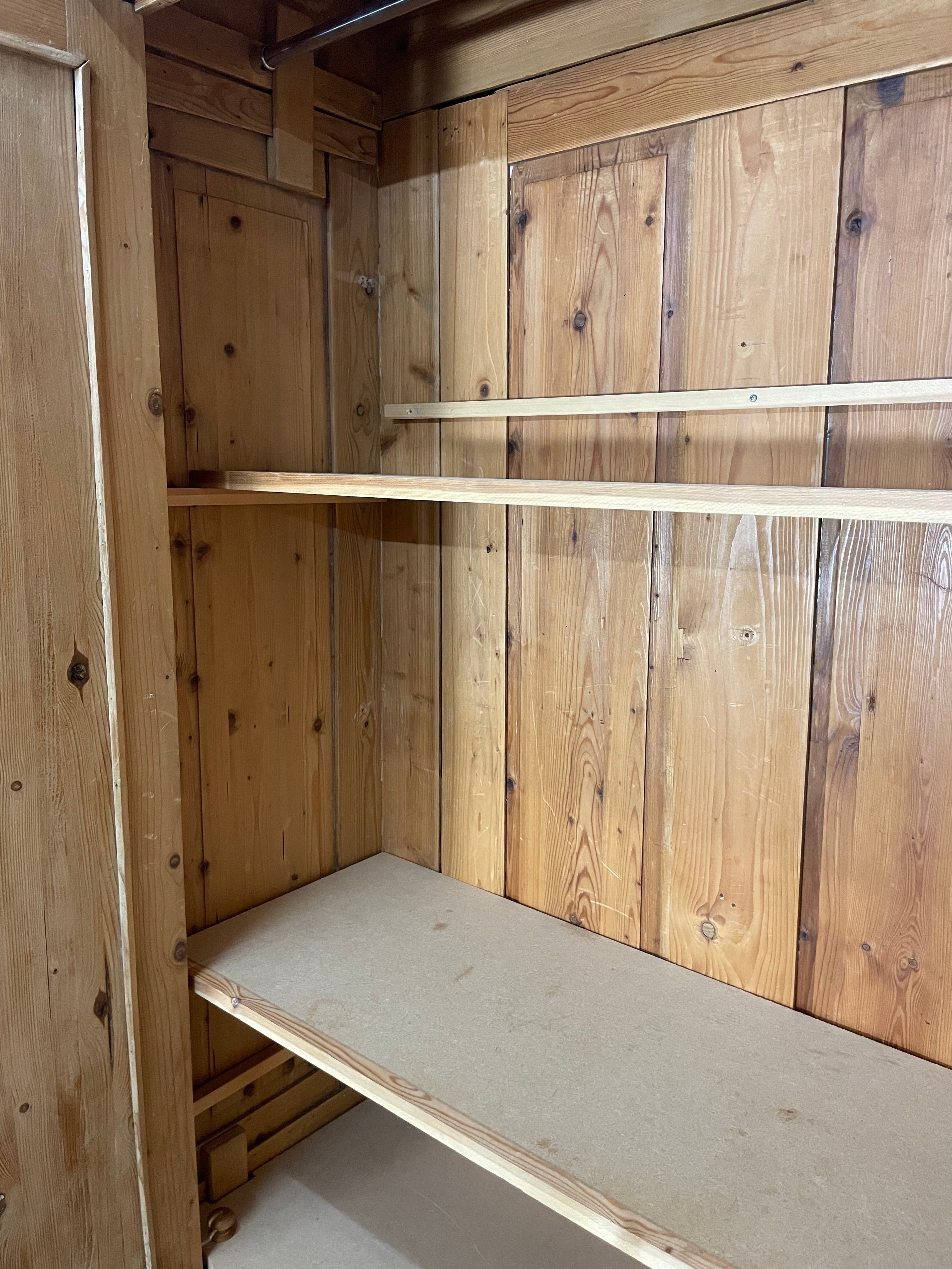 Vintage Painted Pine Wardrobe with Boiserie Panels