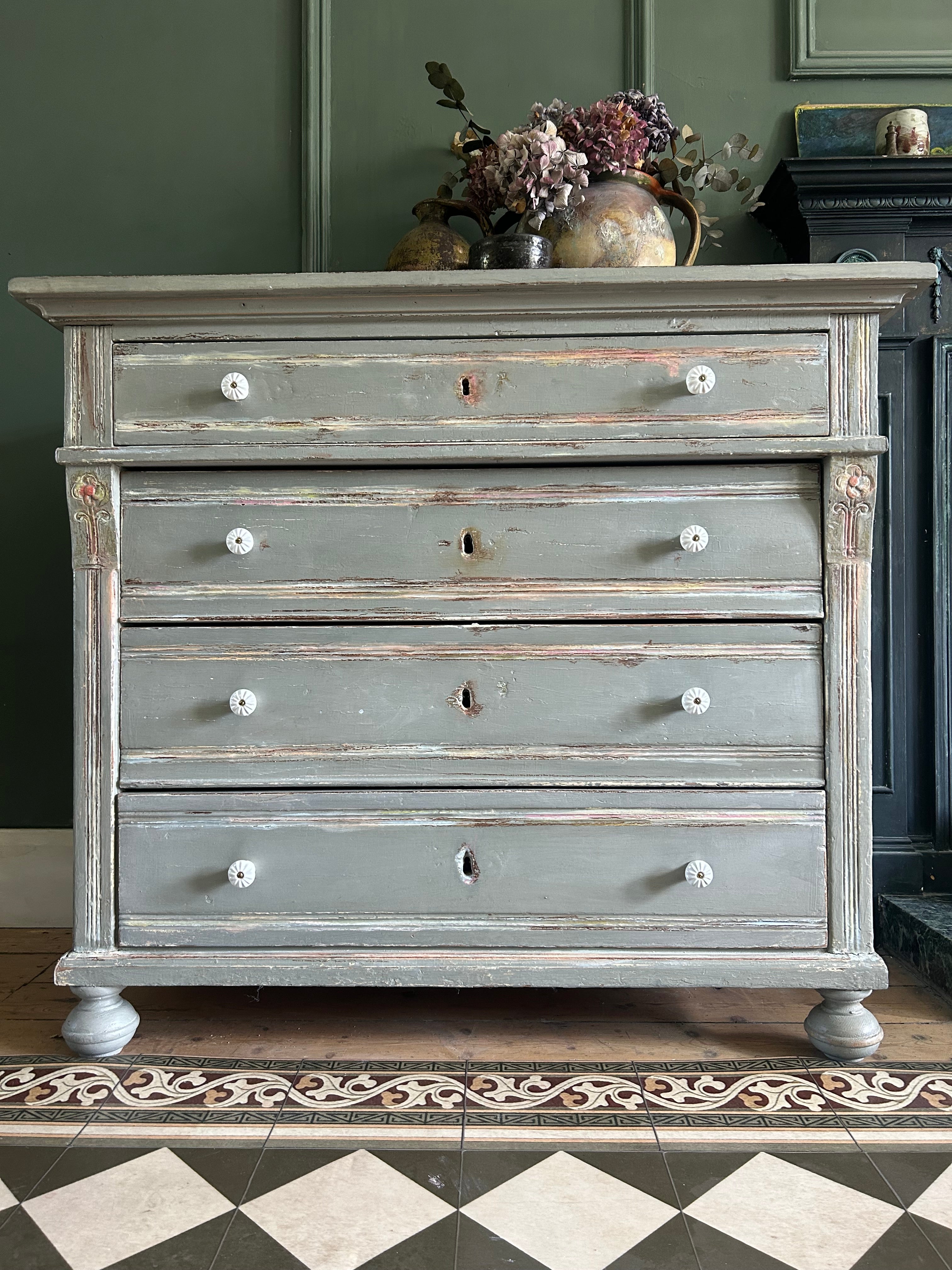 Vintage Painted Pine Chest of Drawers