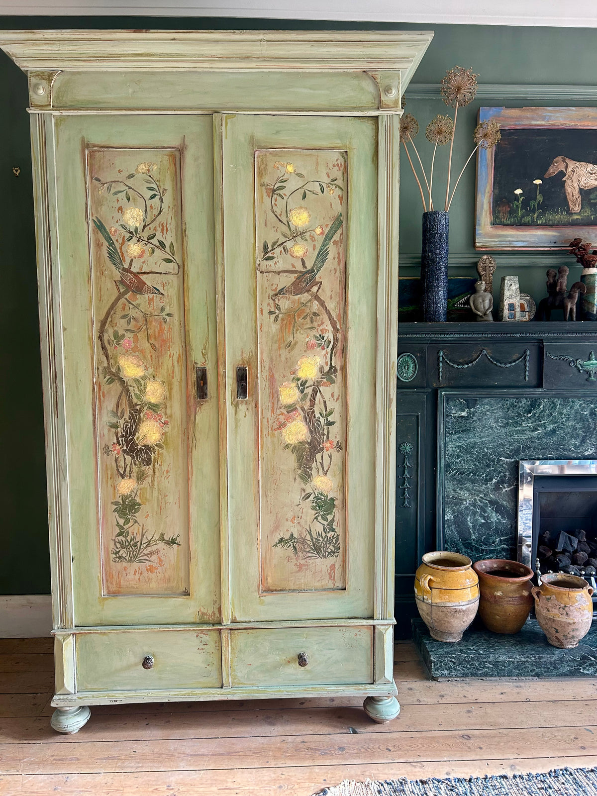 Vintage Painted Wardrobe with Chinoiserie