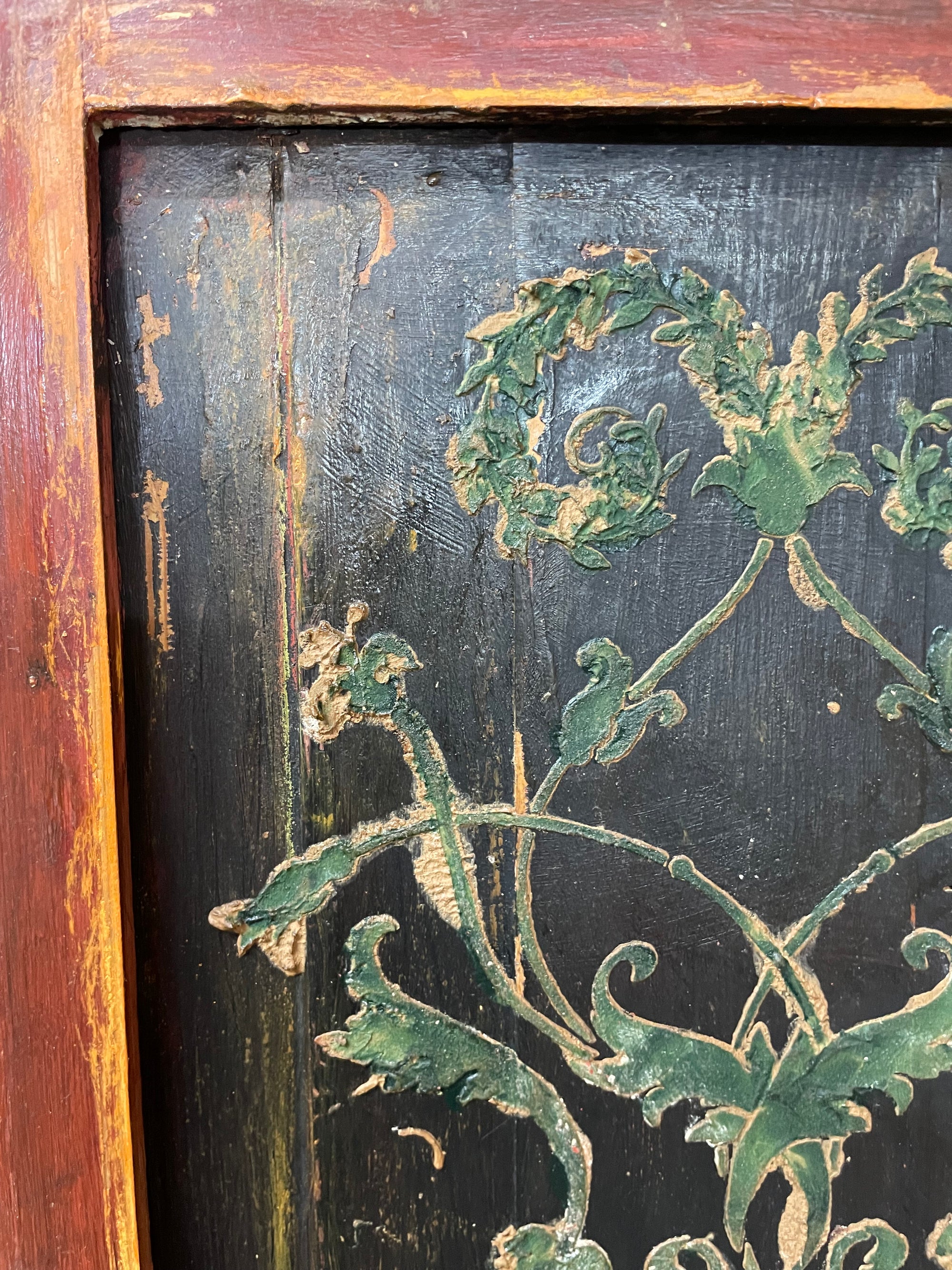 Vintage Painted Pine Wardrobe with Boiserie Panels