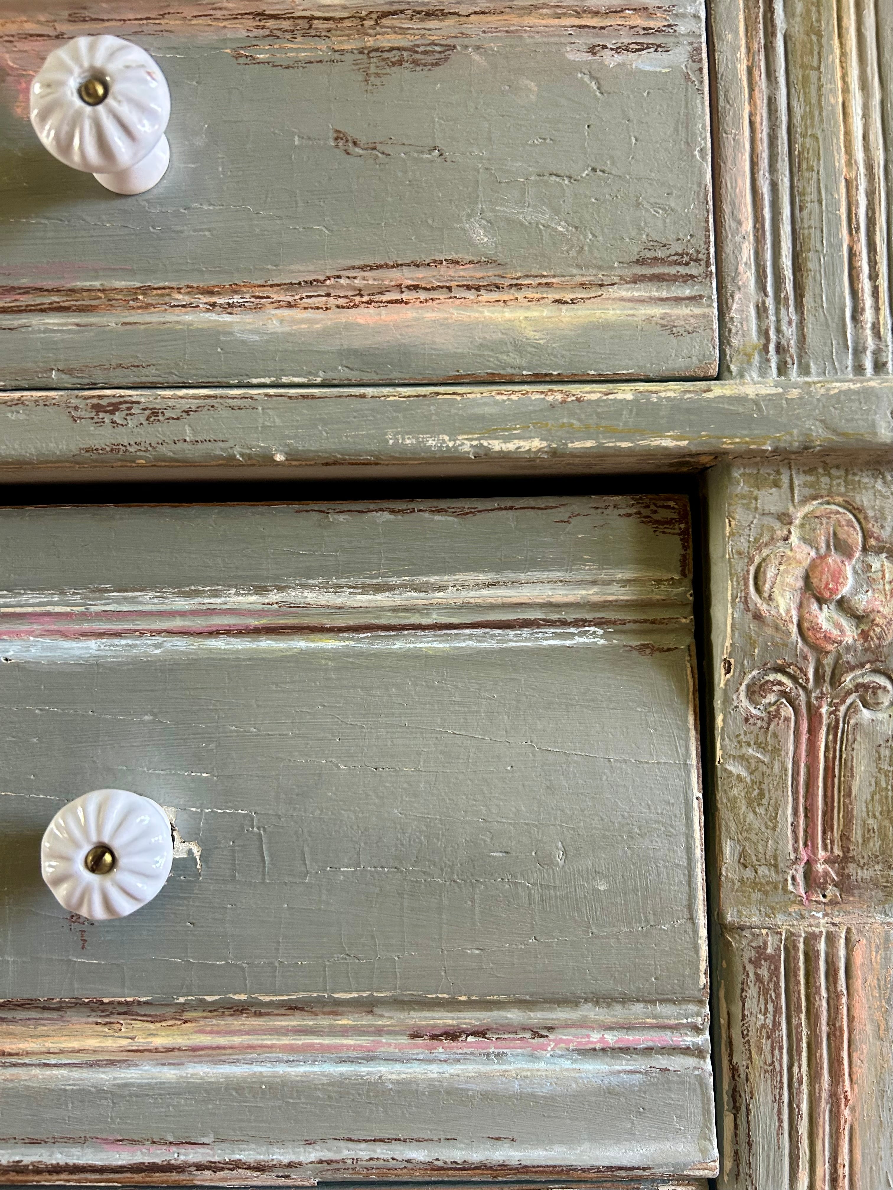 Vintage Painted Pine Chest of Drawers