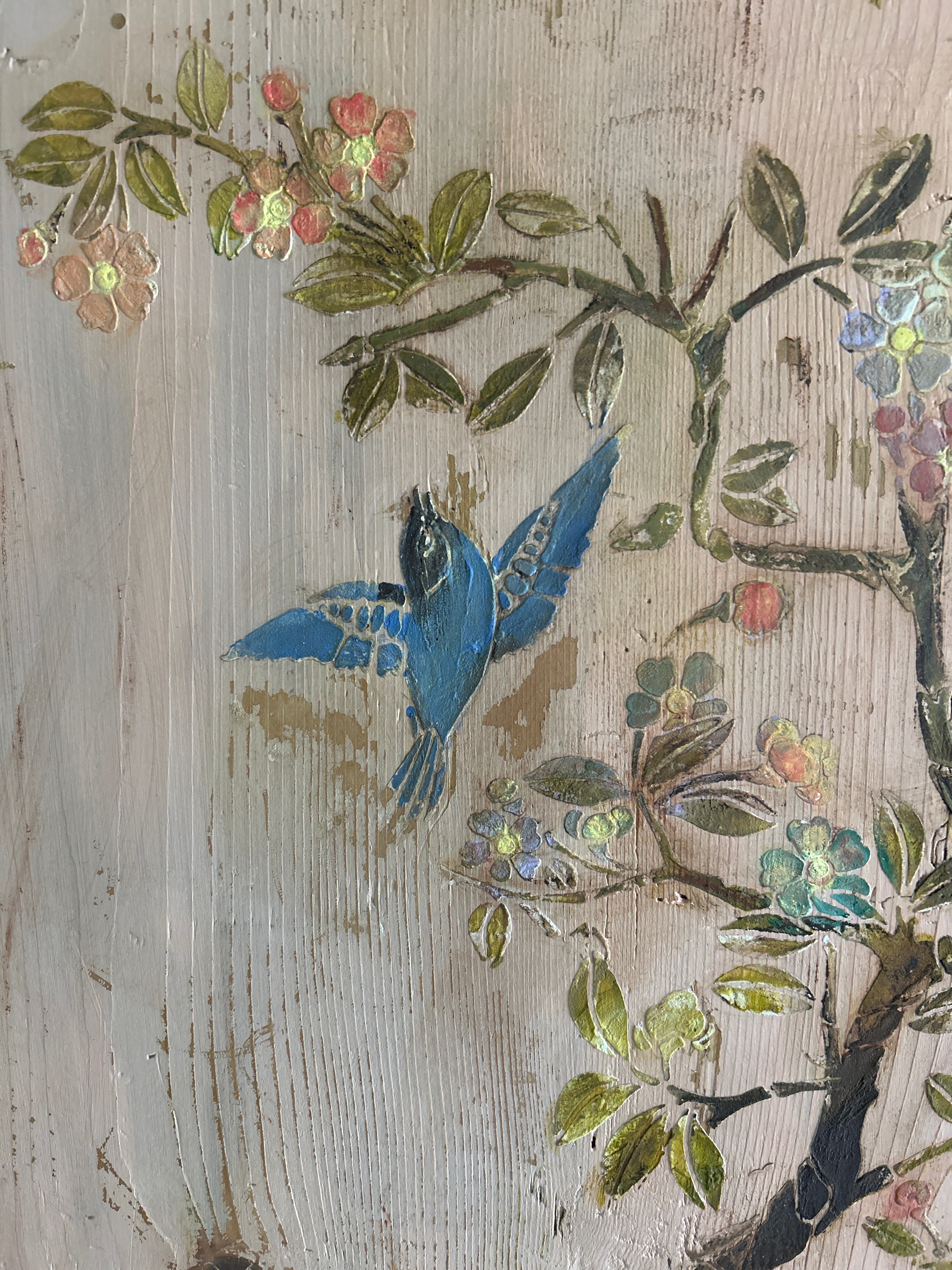 Vintage French Armoire with Chinoiserie Panel