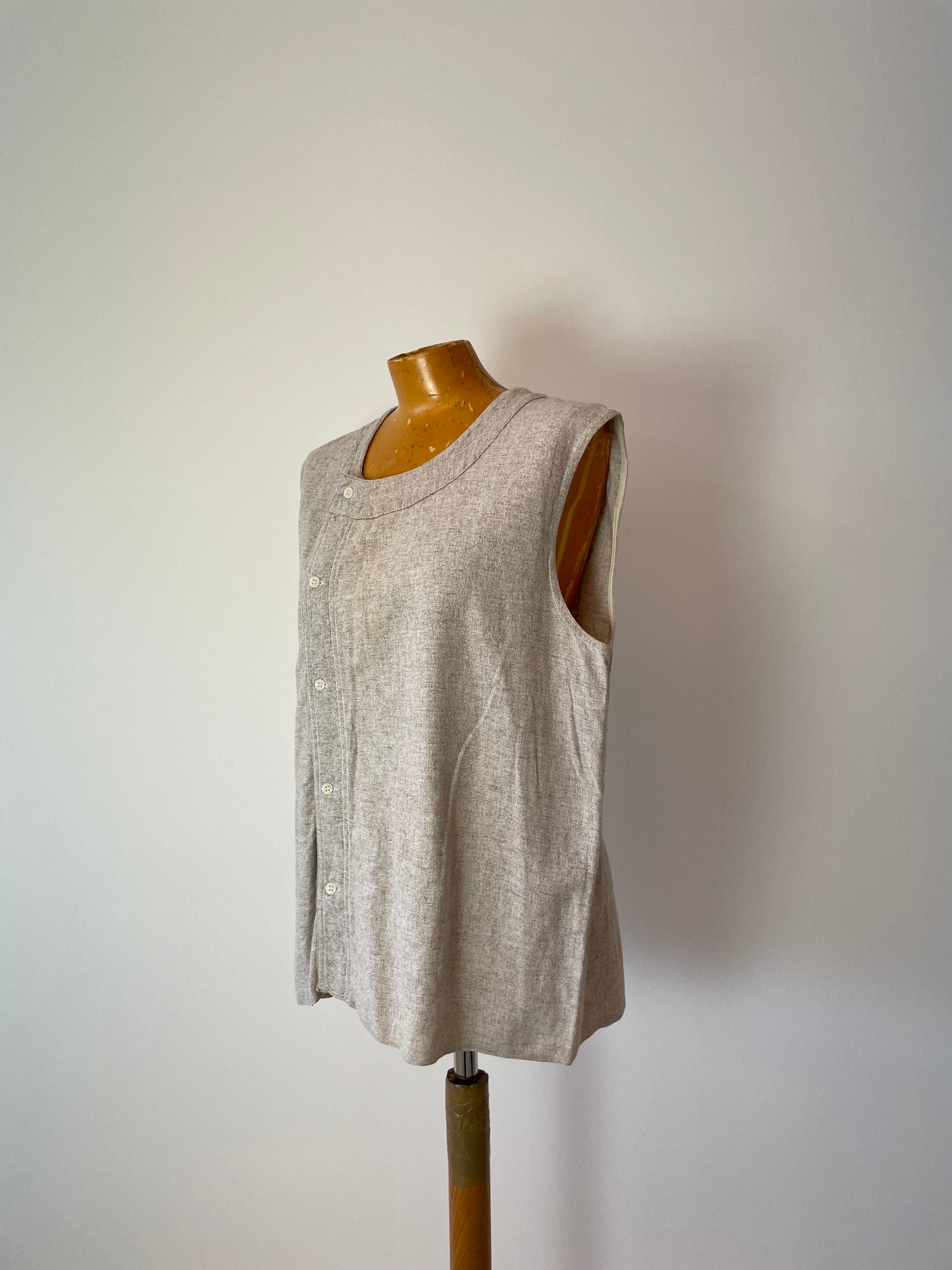 Vintage French Button up Oatmeal Vest