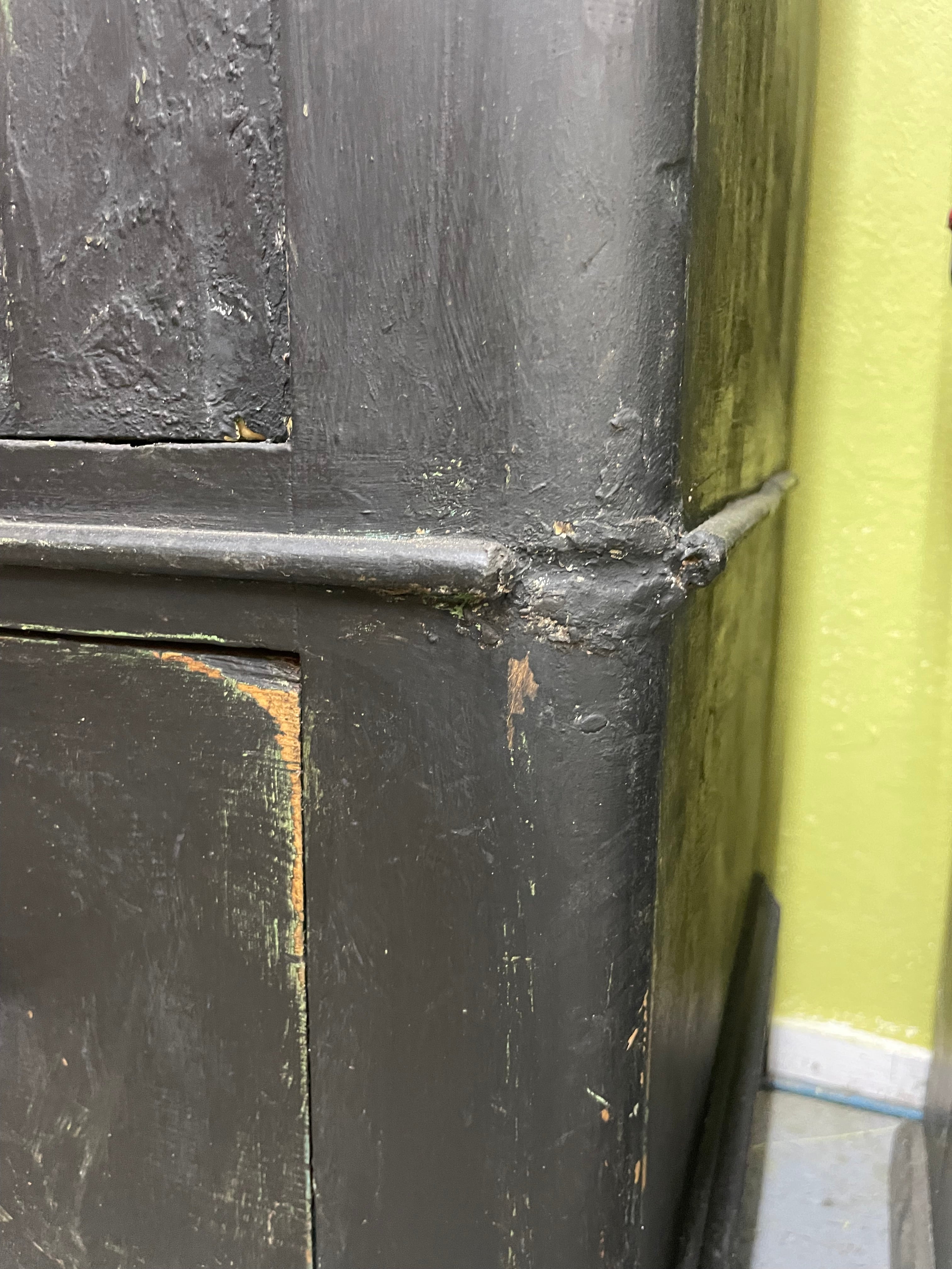 Vintage Painted Pine Wardrobe/ Hall Cupboard with Bird Panels