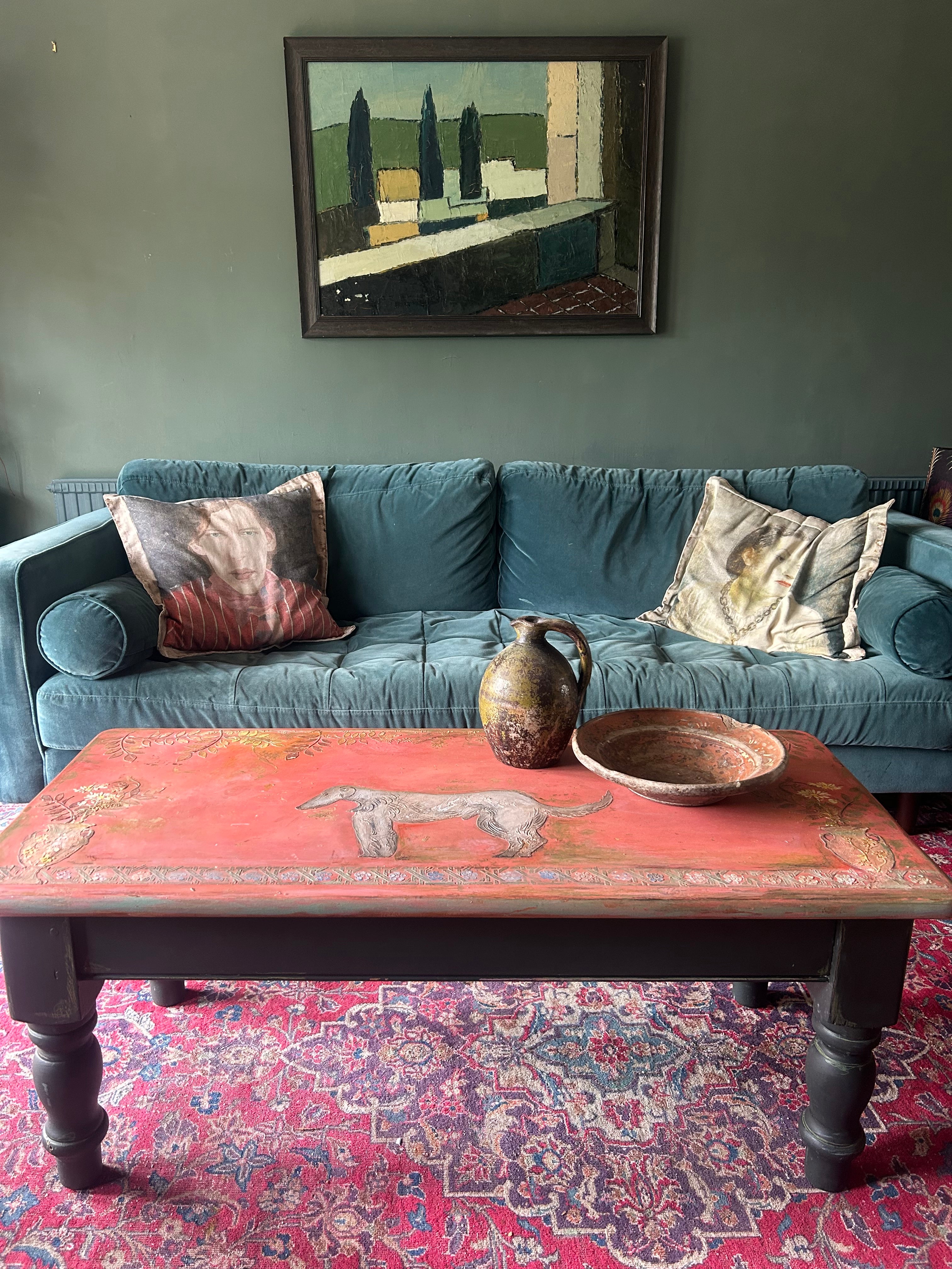 Vintage Painted Pine Bloomsbury Inspired Coffee Table