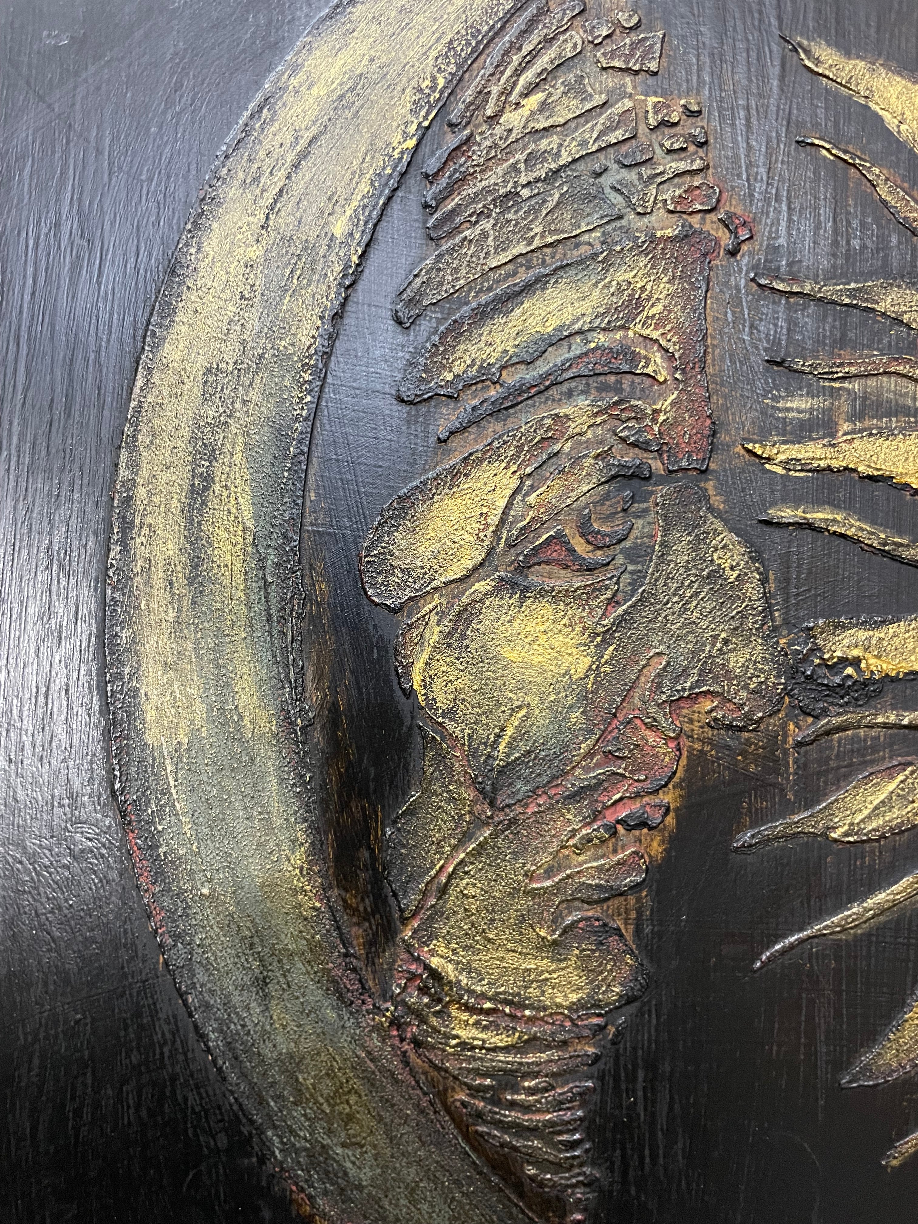 Vintage Painted Pine Folk Art Celestial Wardrobe